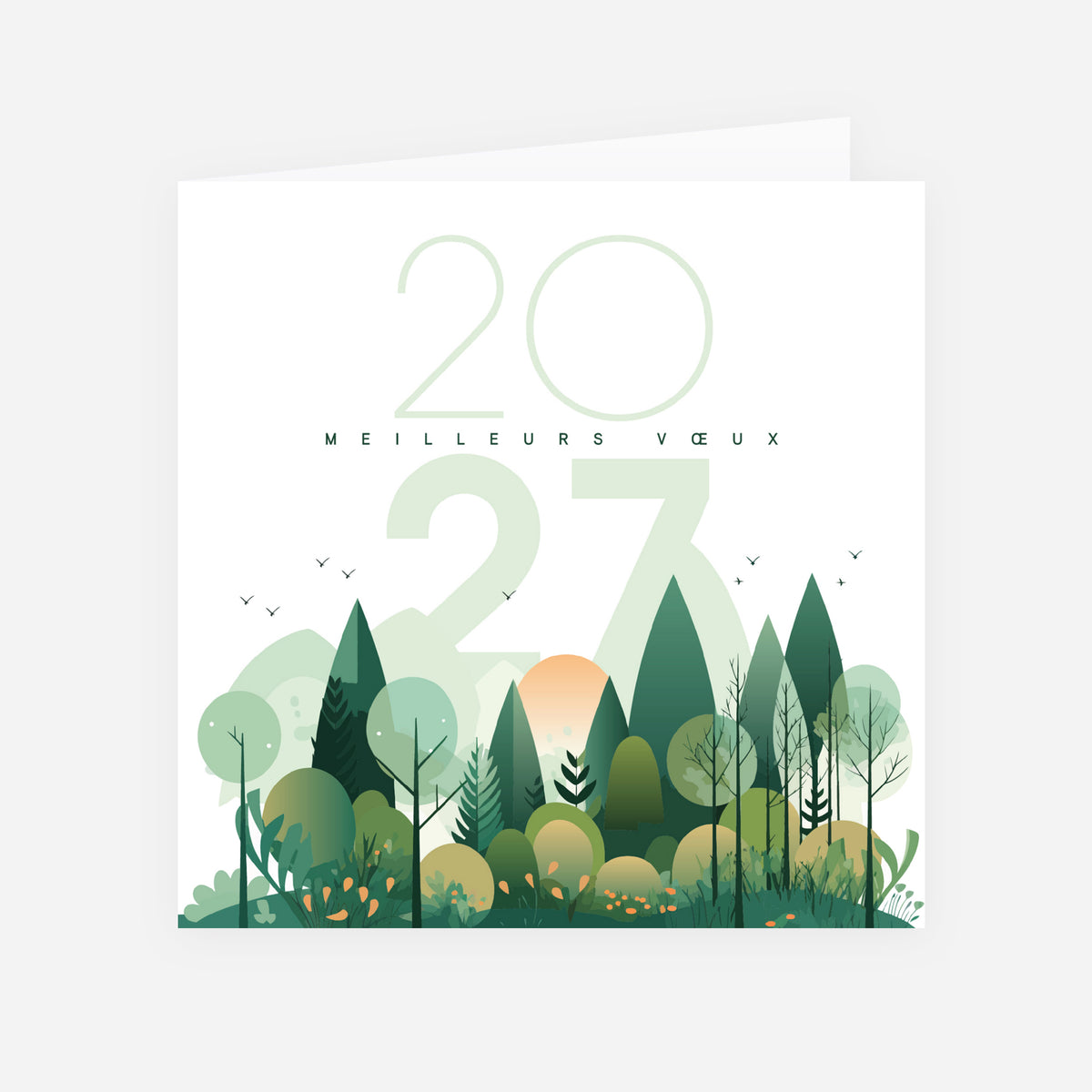 Forest graphik | Vœux professionnels • Carte de voeux • Carrée pliable photo N° 1