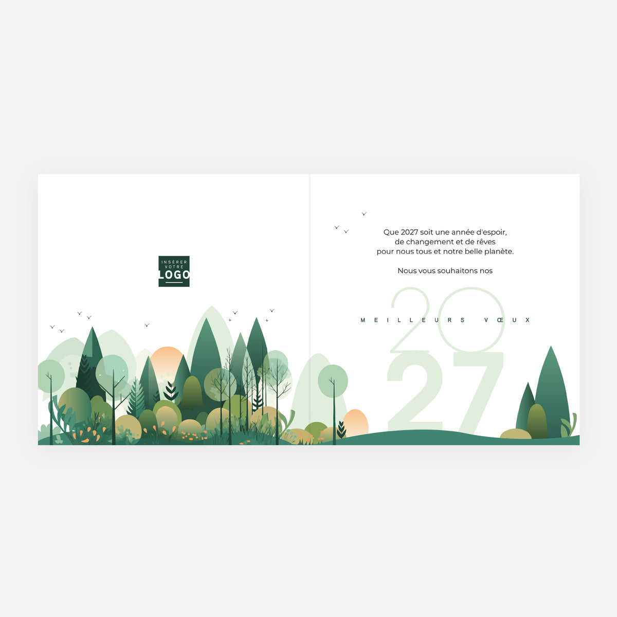 Forest graphik | Vœux professionnels • Carte de voeux • Carrée pliable photo N° 2