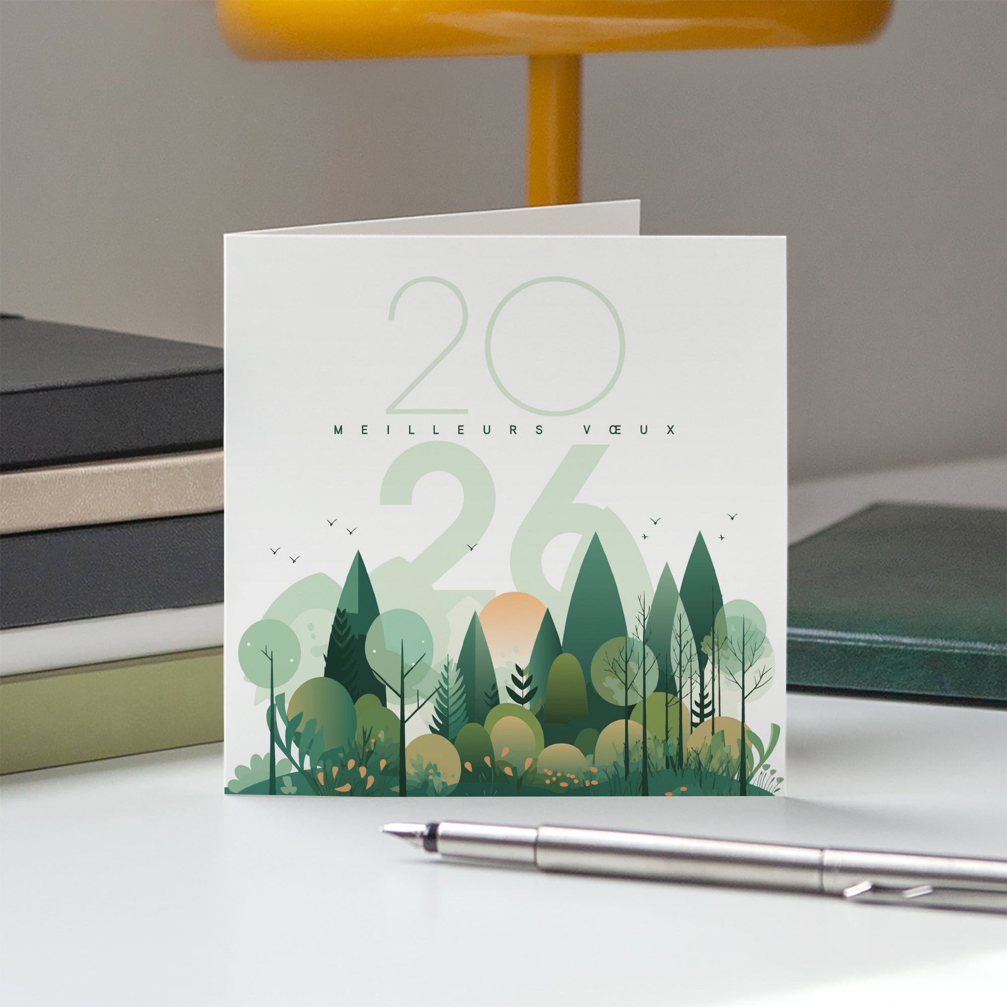 Forest graphik | Vœux professionnels • Carte de voeux • Carré double photo N° 5