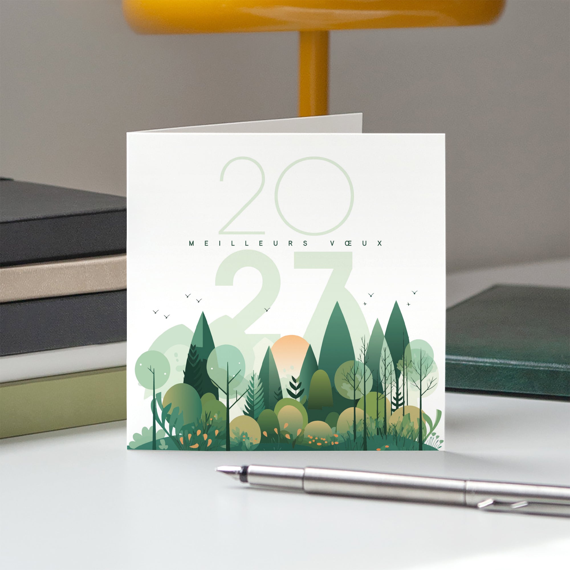 Forest graphik | Vœux professionnels • Carte de voeux • Carré double photo N° 5