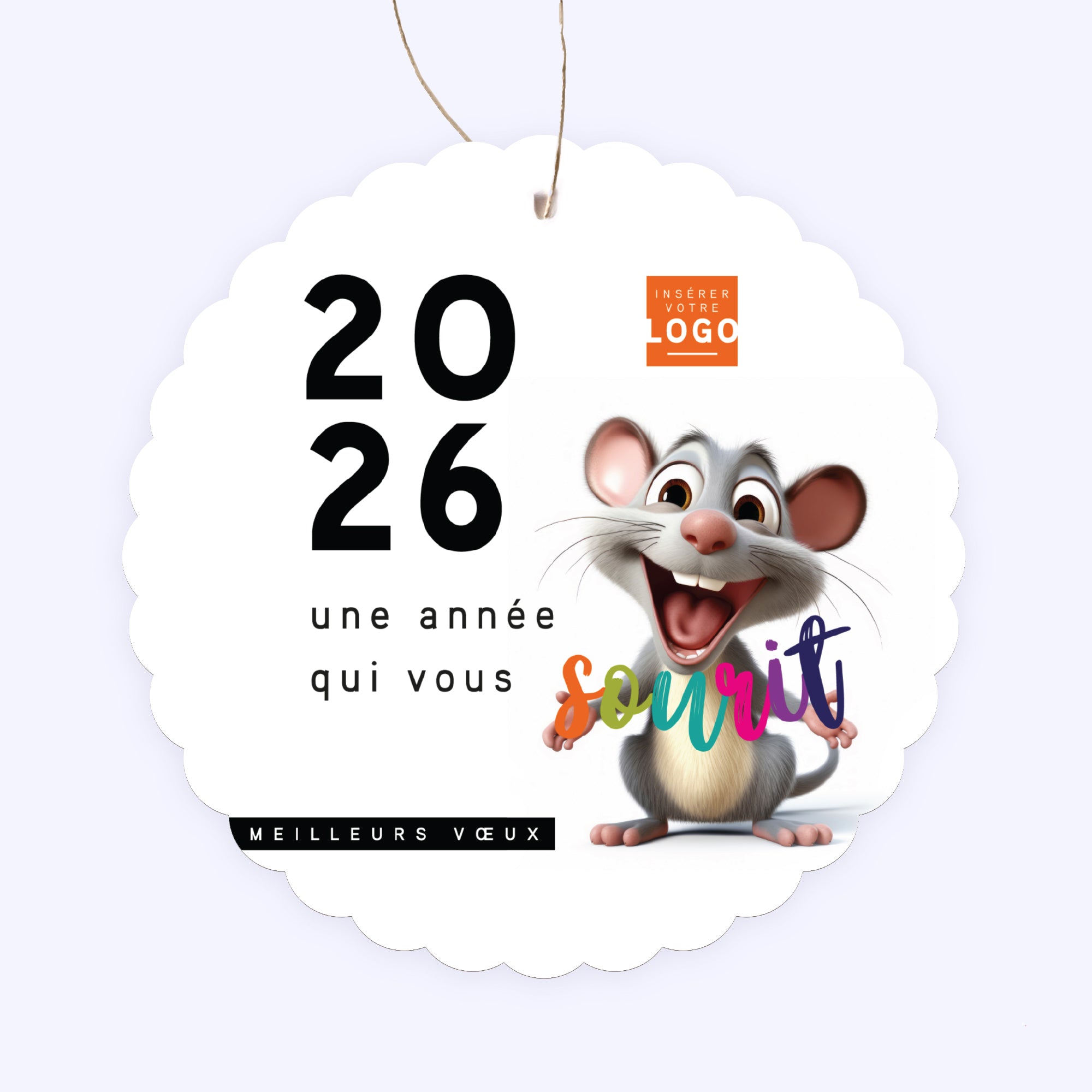 Souris | Vœux professionnels • Boule de Noël papier • Ronde photo N° 1