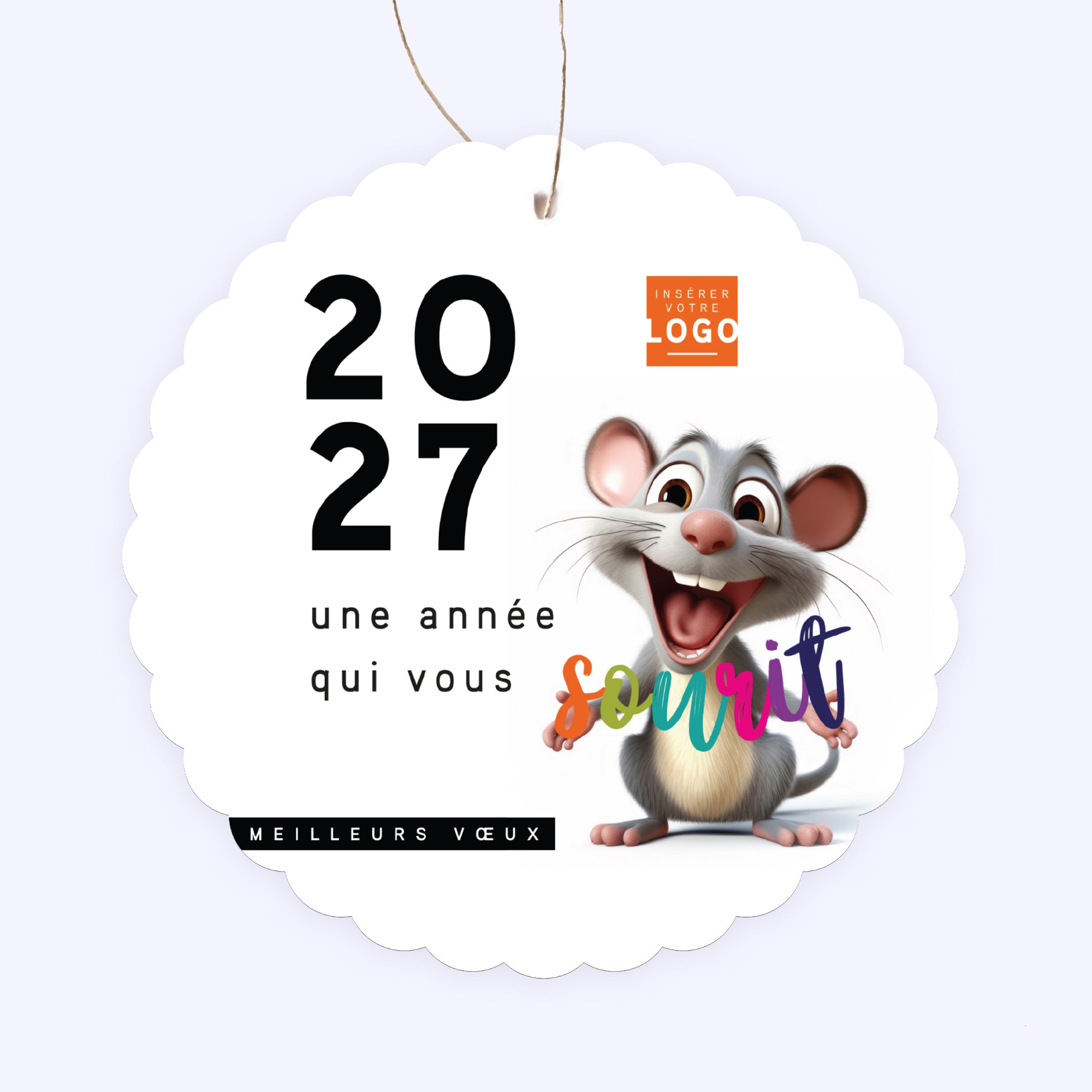 Souris | Vœux professionnels • Boule de Noël papier • Ronde photo N° 1