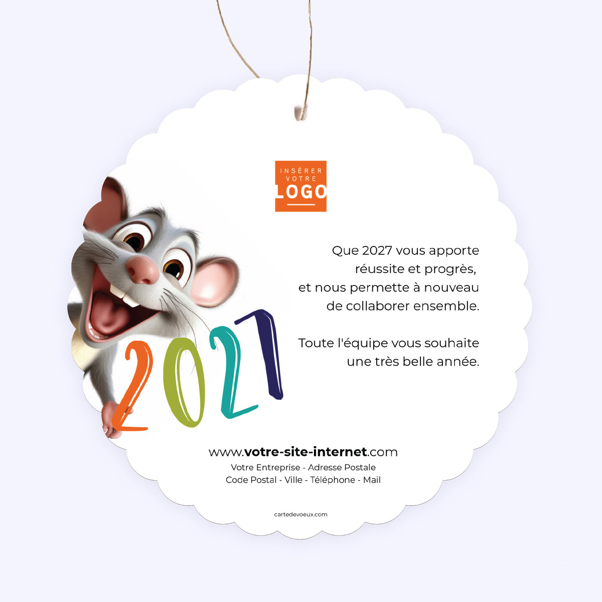 Souris | Vœux professionnels • Boule de Noël papier • Ronde à accrocher photo N° 2