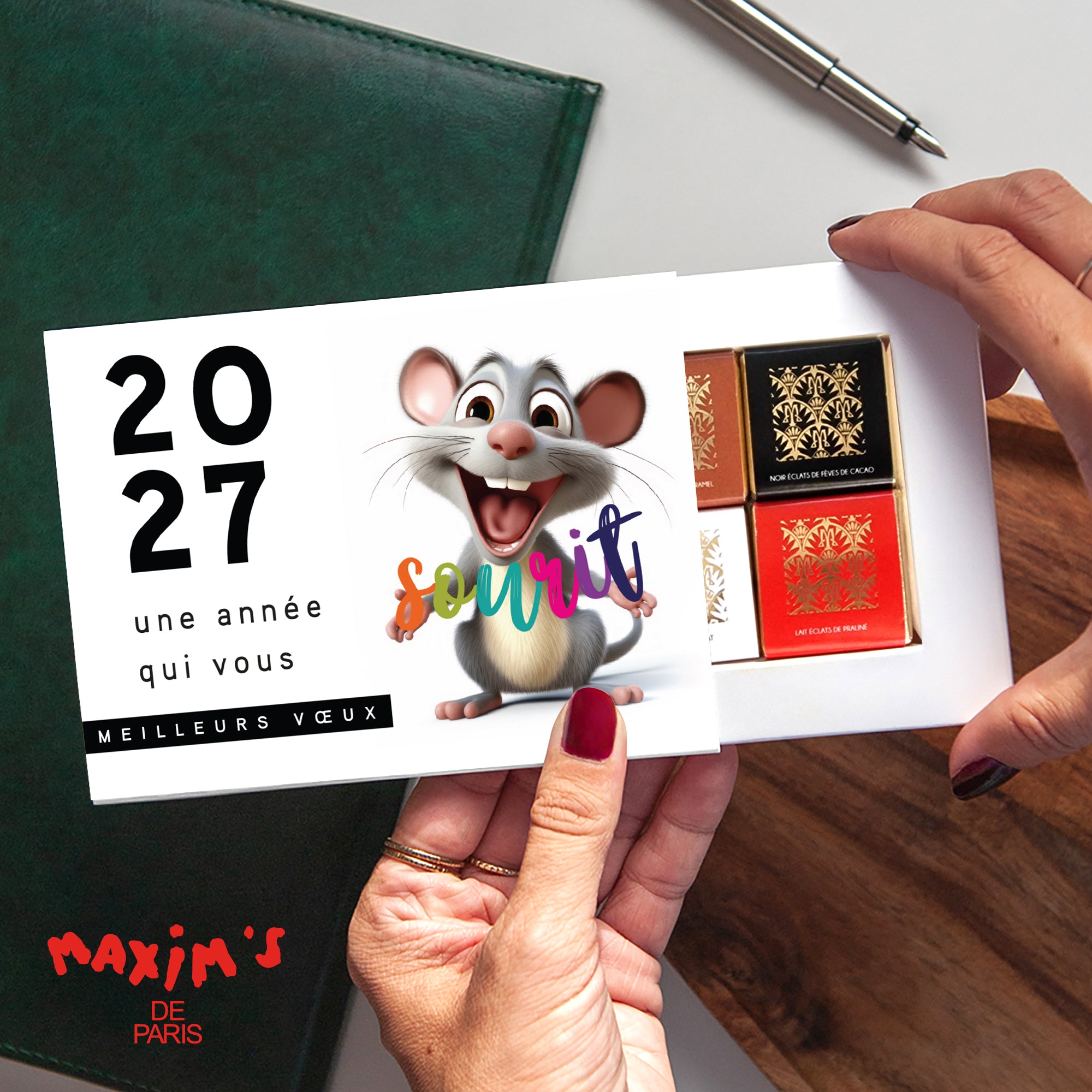 Souris | Vœux professionnels • Boite chocolat personnalisée • Maxim's de Paris photo N° 1