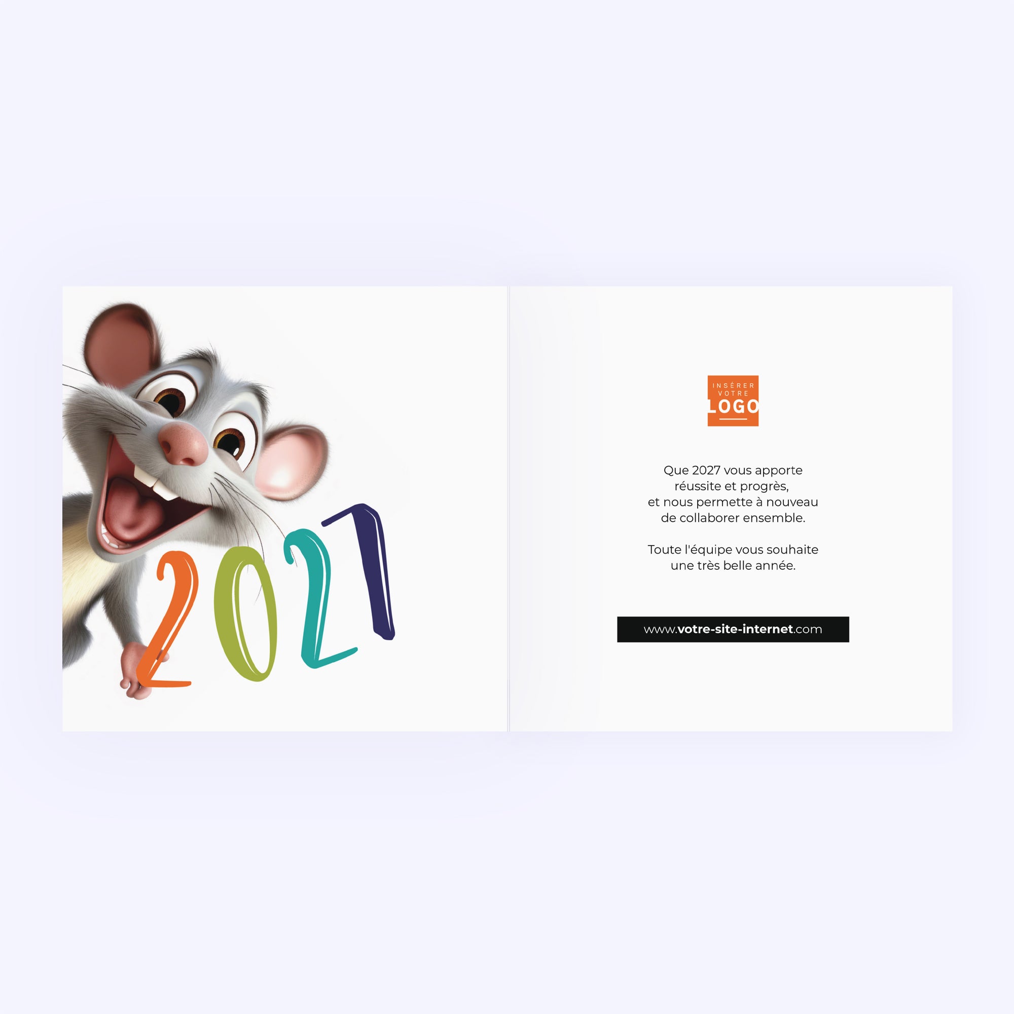 Souris | Vœux professionnels • Carte de voeux • Carré double photo N° 2