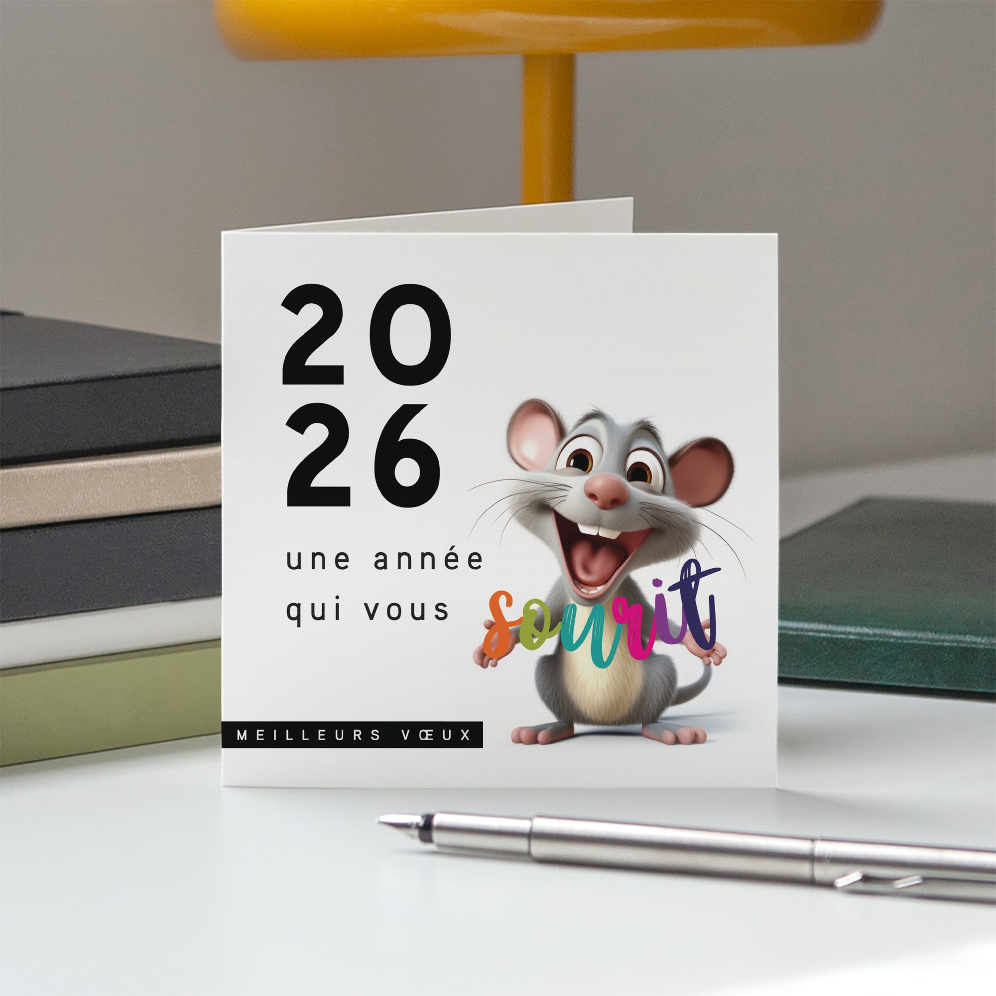 Souris | Vœux professionnels • Carte de voeux • Carré double photo N° 5