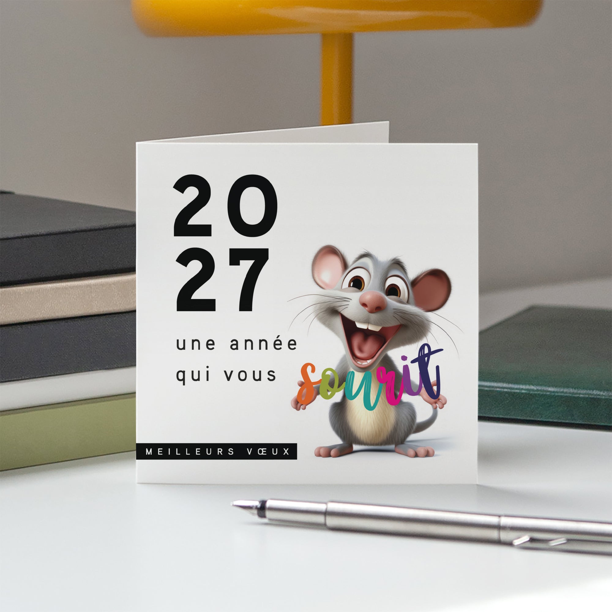 Souris | Vœux professionnels • Carte de voeux • Carré double photo N° 5