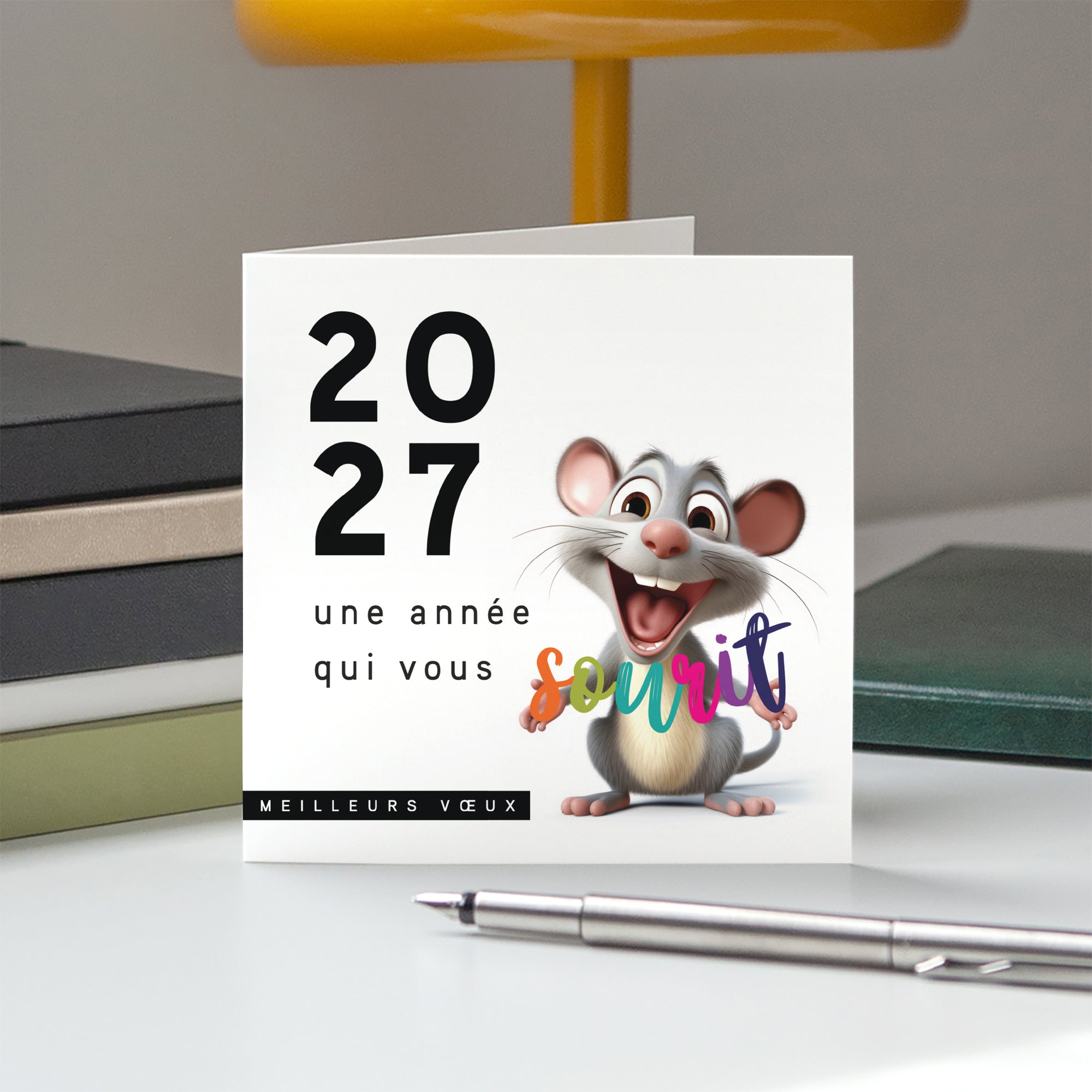 Souris | Vœux professionnels • Carte de voeux • Carré double photo N° 5