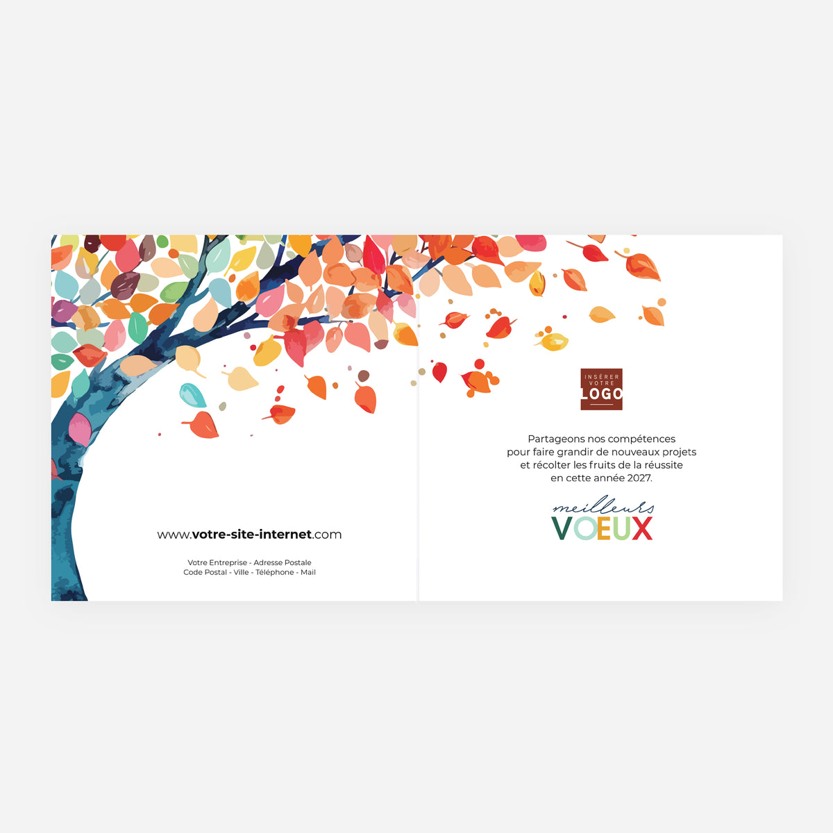 Arbre à vœux | Vœux professionnels • Carte de voeux • Carré double photo N° 2