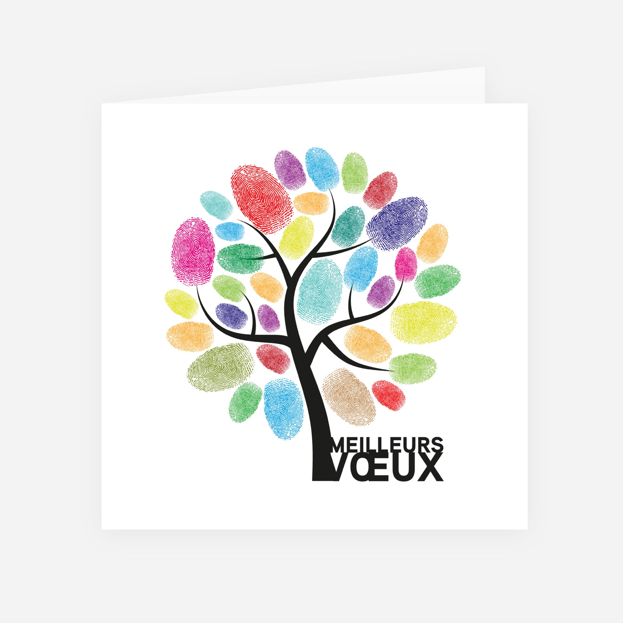 L'arbre aux empreintes | Vœux professionnels • Carte de voeux • Carré double photo N° 1