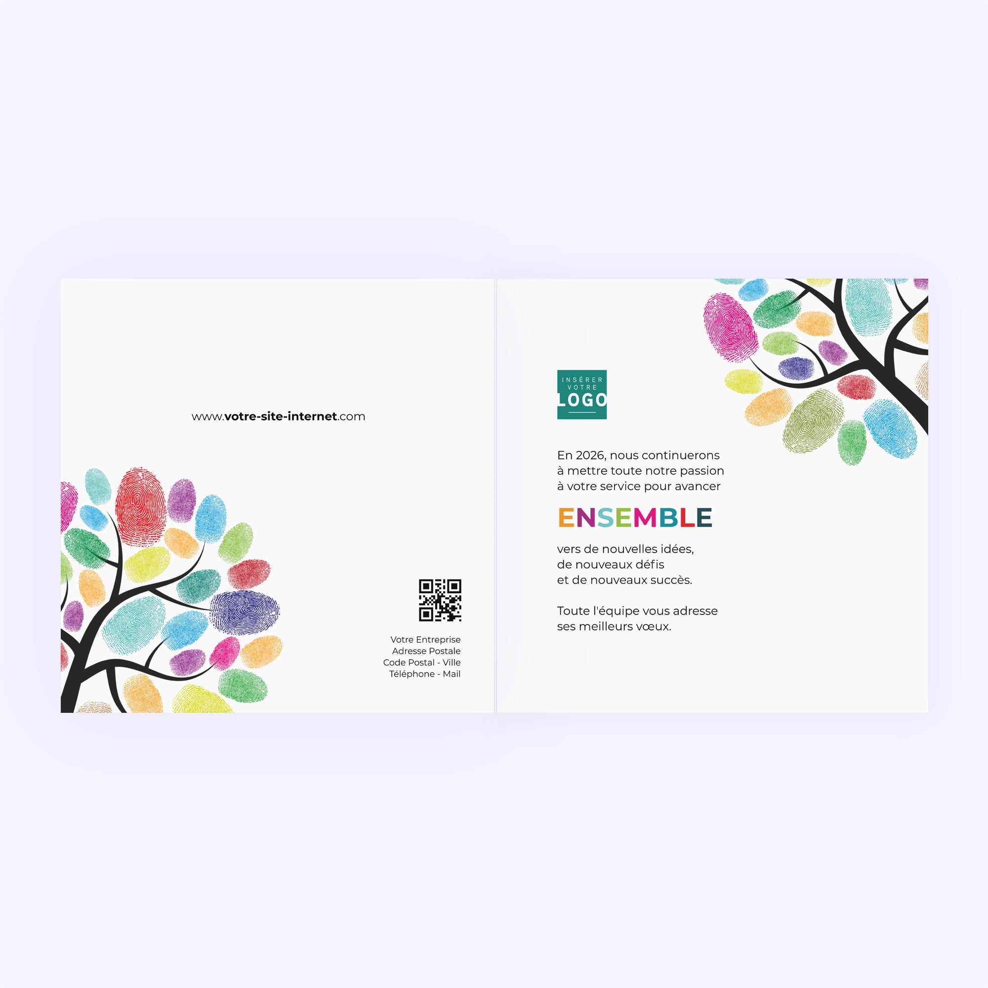 L'arbre aux empreintes | Vœux professionnels • Carte de voeux • Carré double photo N° 2