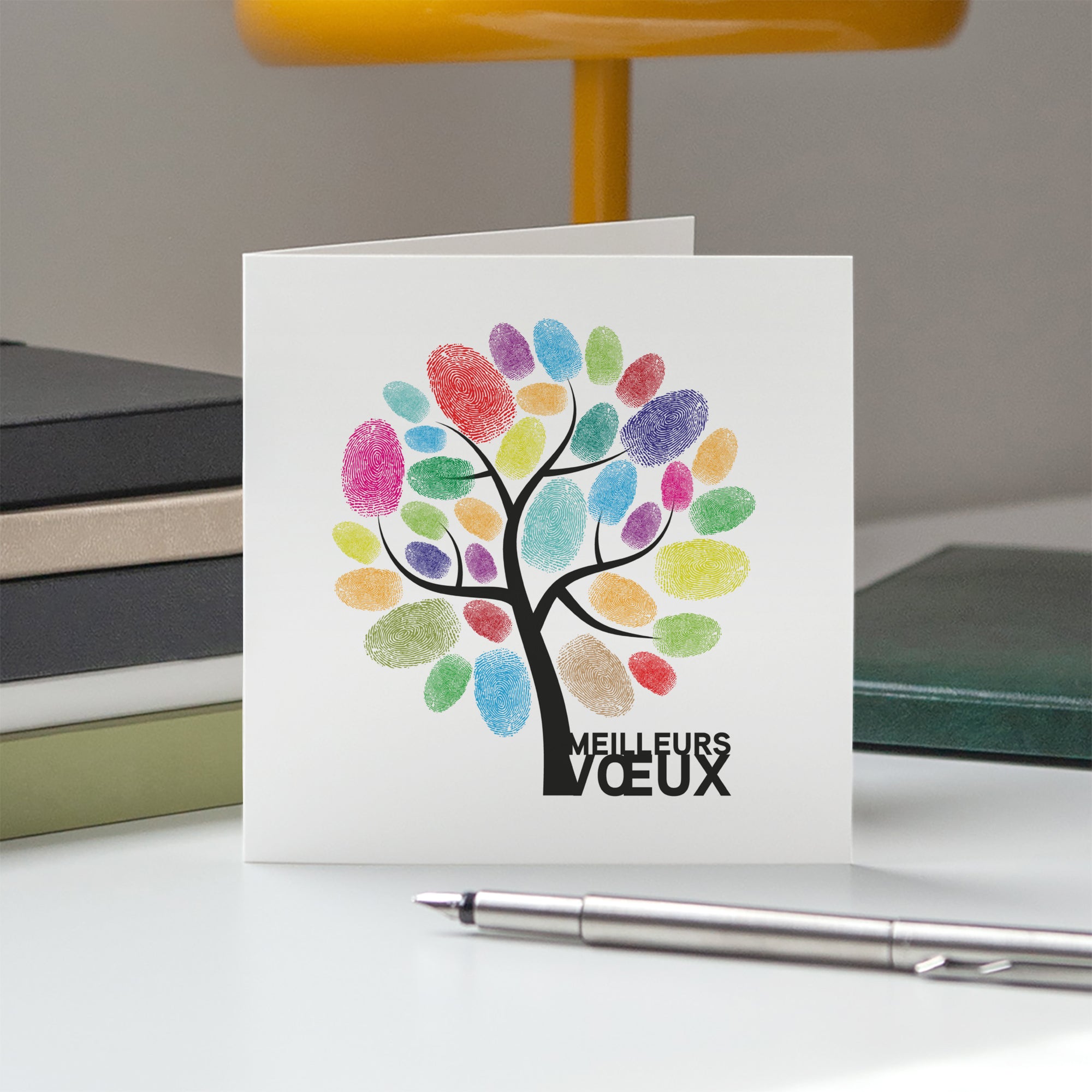 L'arbre aux empreintes | Vœux professionnels • Carte de voeux • Carré double photo N° 5