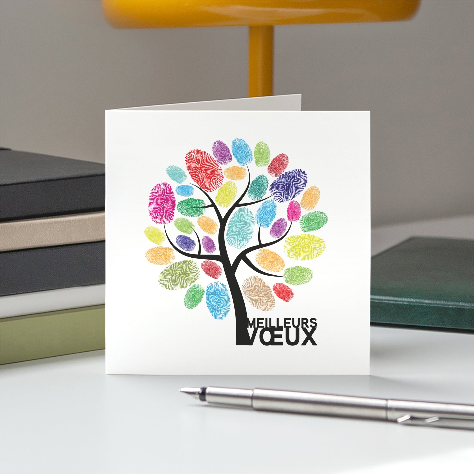 L'arbre aux empreintes | Vœux professionnels • Carte de voeux • Carré double photo N° 5
