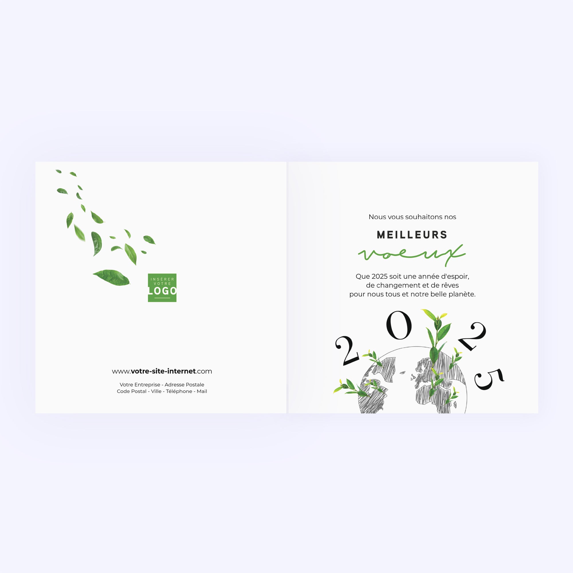 La planète dans nos mains | Vœux professionnels • Carte de voeux • Carré double photo N° 2