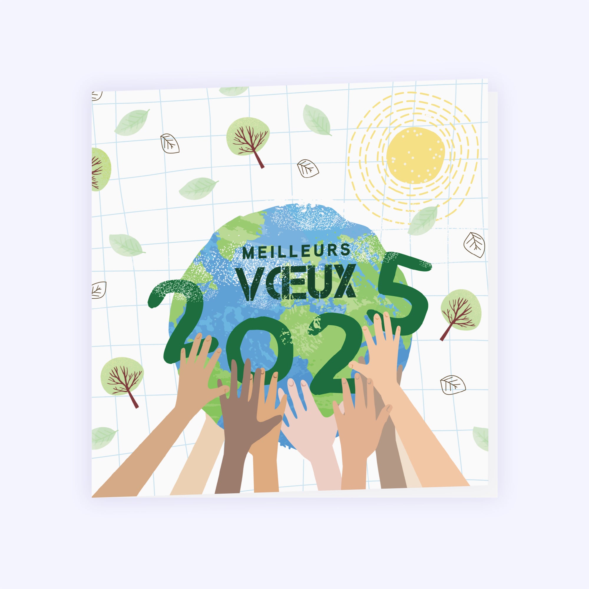 Ensemble pour la planète | Vœux professionnels • Carte de voeux • Carré double photo N° 1