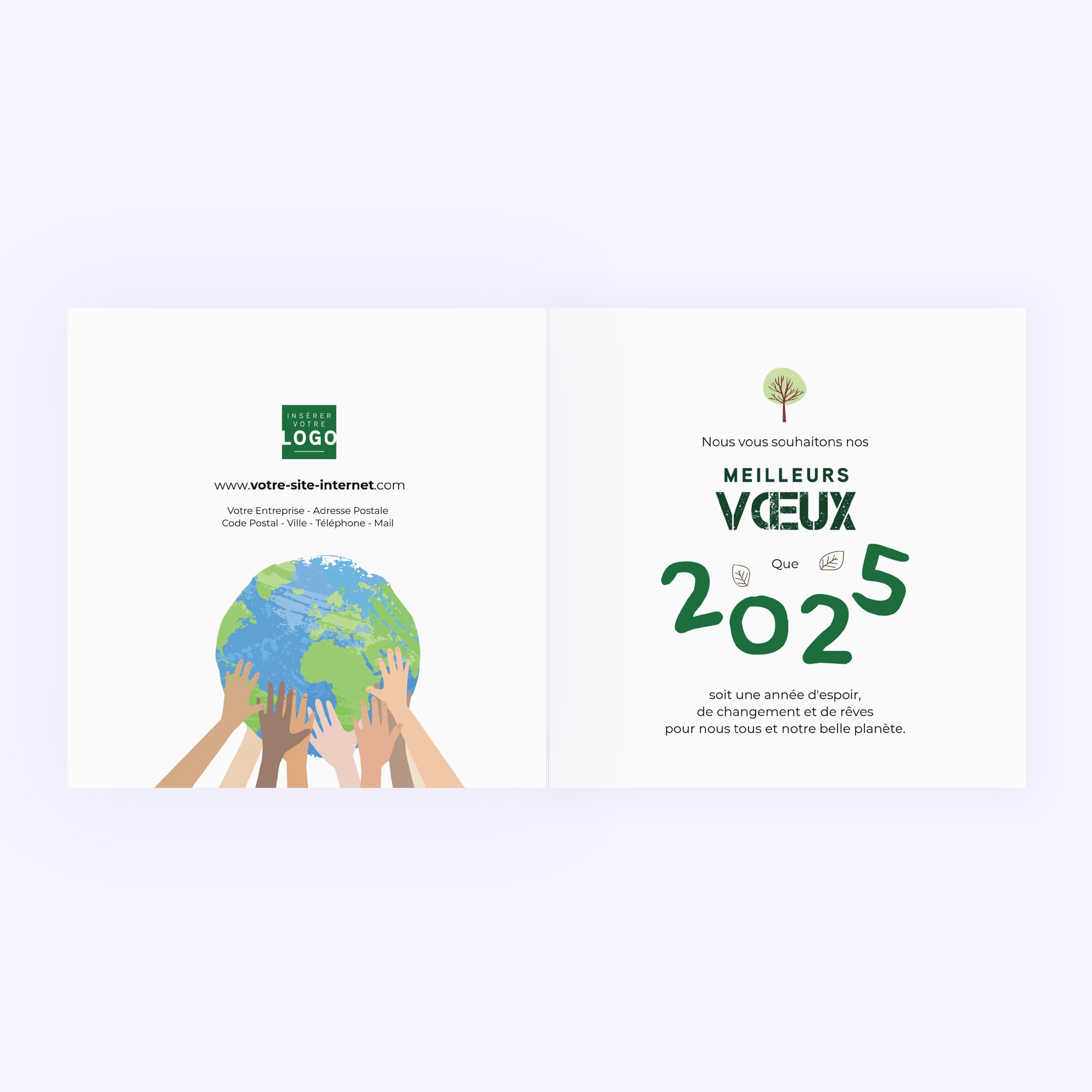 Ensemble pour la planète | Vœux professionnels • Carte de voeux • Carré double photo N° 2