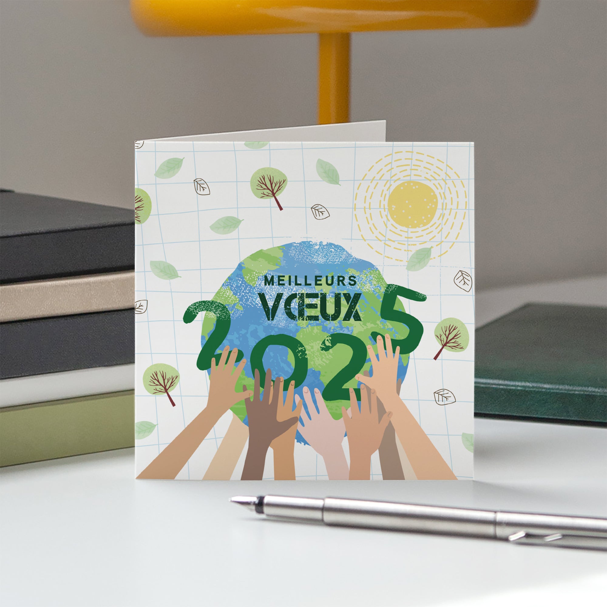 Ensemble pour la planète | Vœux professionnels • Carte de voeux • Carré double photo N° 5