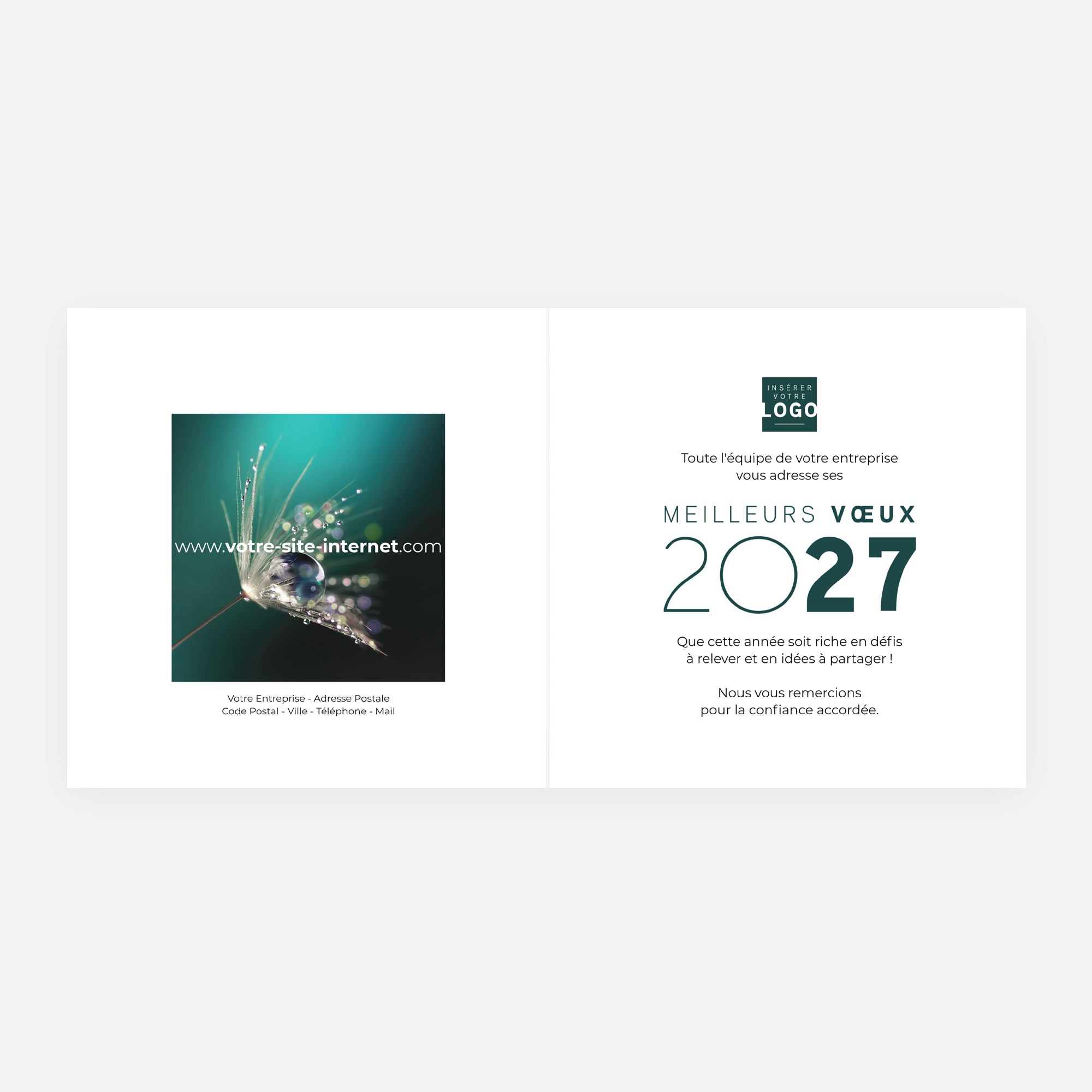Perle d'eau | Vœux professionnels • Carte de voeux • Carré double photo N° 2