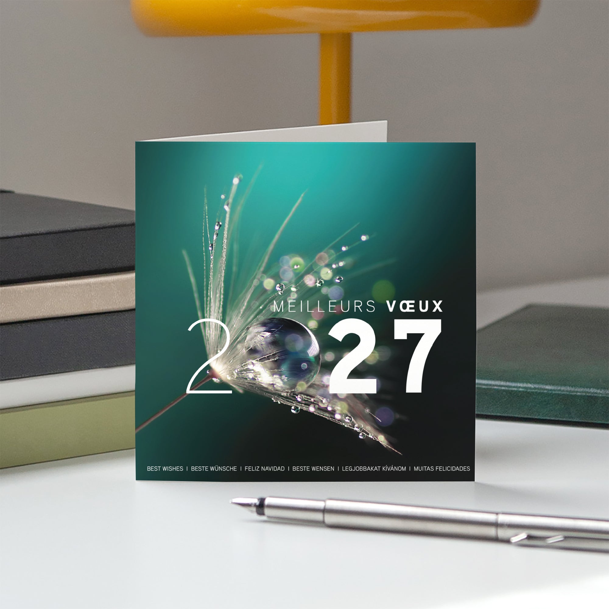 Perle d'eau | Vœux professionnels • Carte de voeux • Carré double photo N° 5