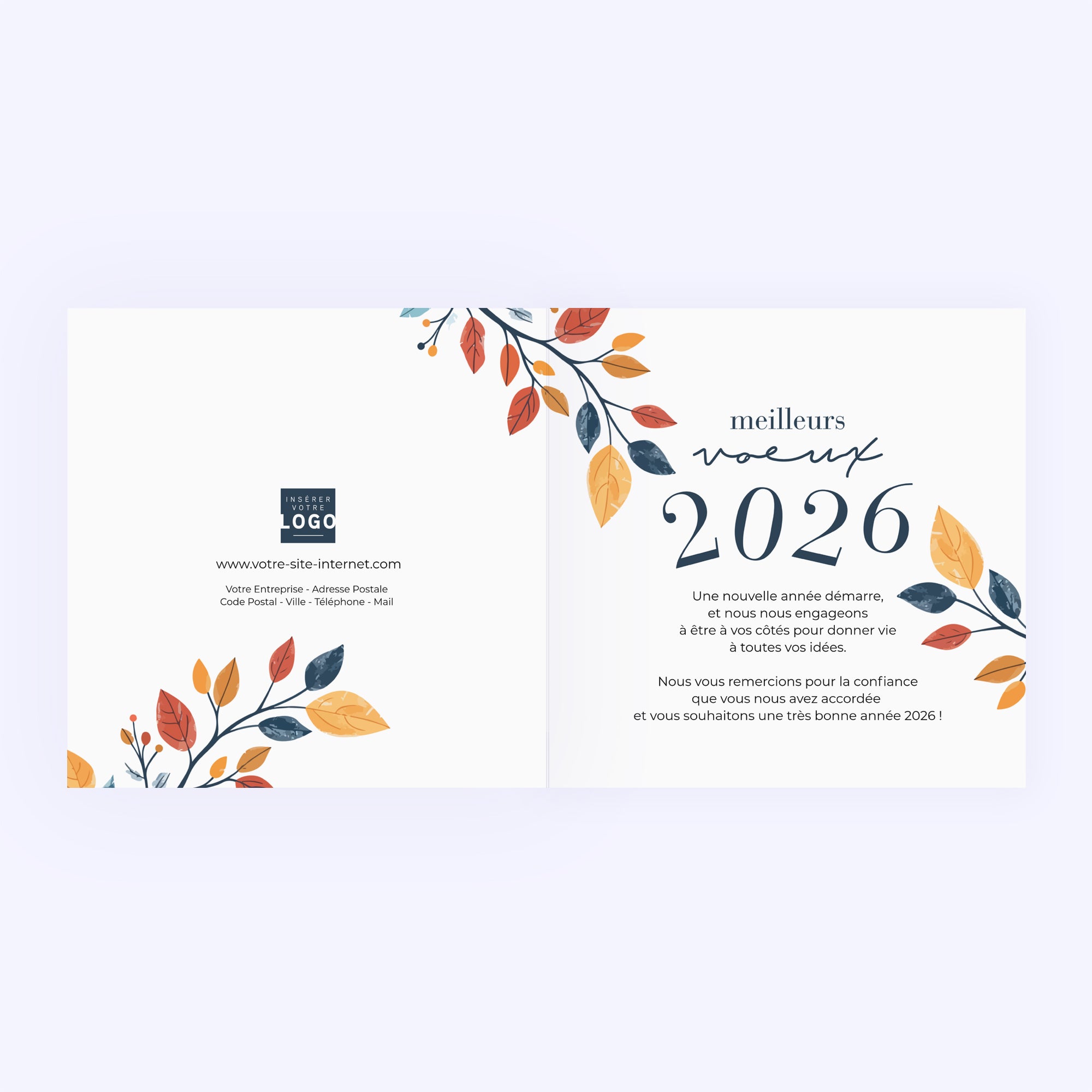 Branche d'arbre | Vœux professionnels • Carte de voeux • Carré double photo N° 2