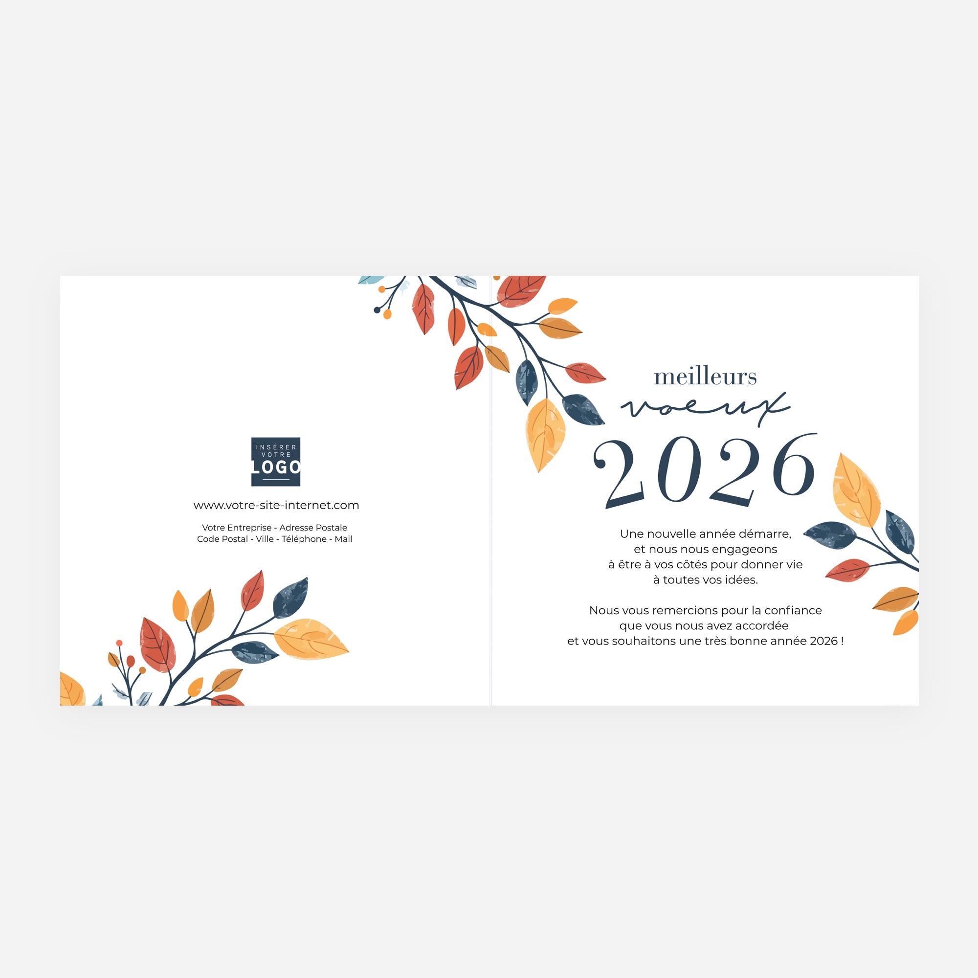 Branche d'arbre | Vœux professionnels • Carte de voeux • Carré double photo N° 2