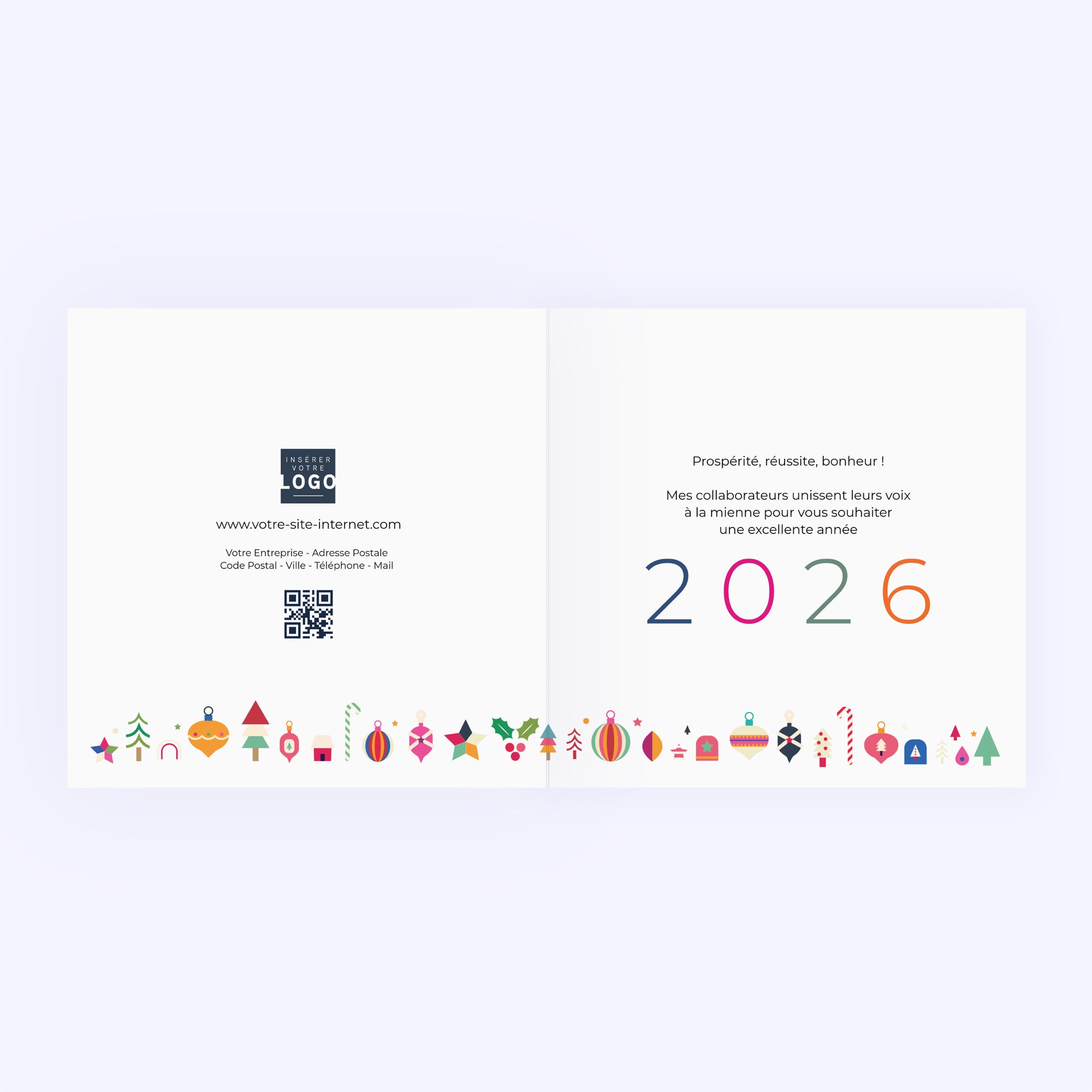 Vœux symboliques | Vœux professionnels • Carte de voeux • Carré double photo N° 2