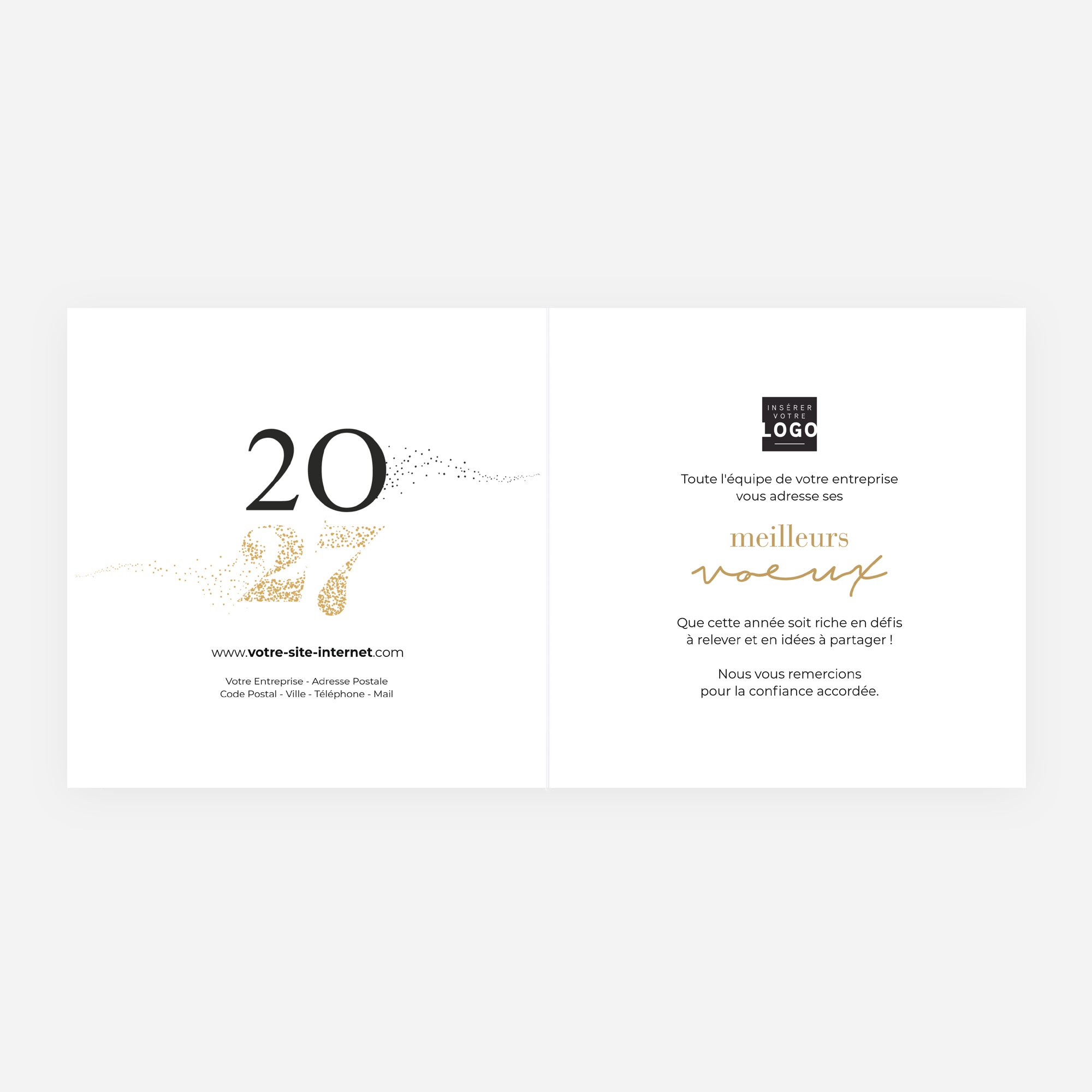 Une année étincelante | Vœux professionnels • Carte de voeux dorure • Carré double photo N° 2