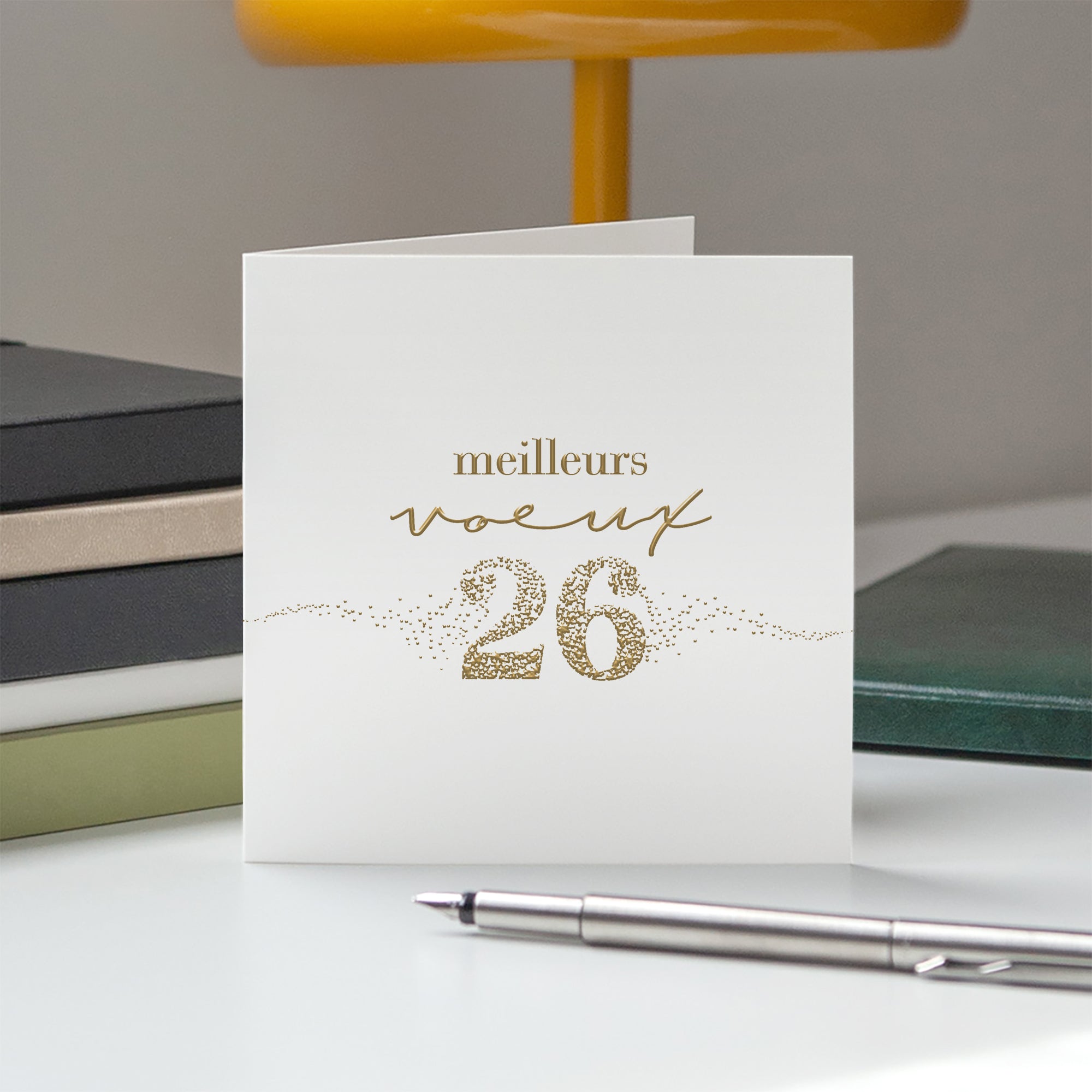 Une année étincelante | Vœux professionnels • Carte de voeux dorure • Carré double photo N° 5