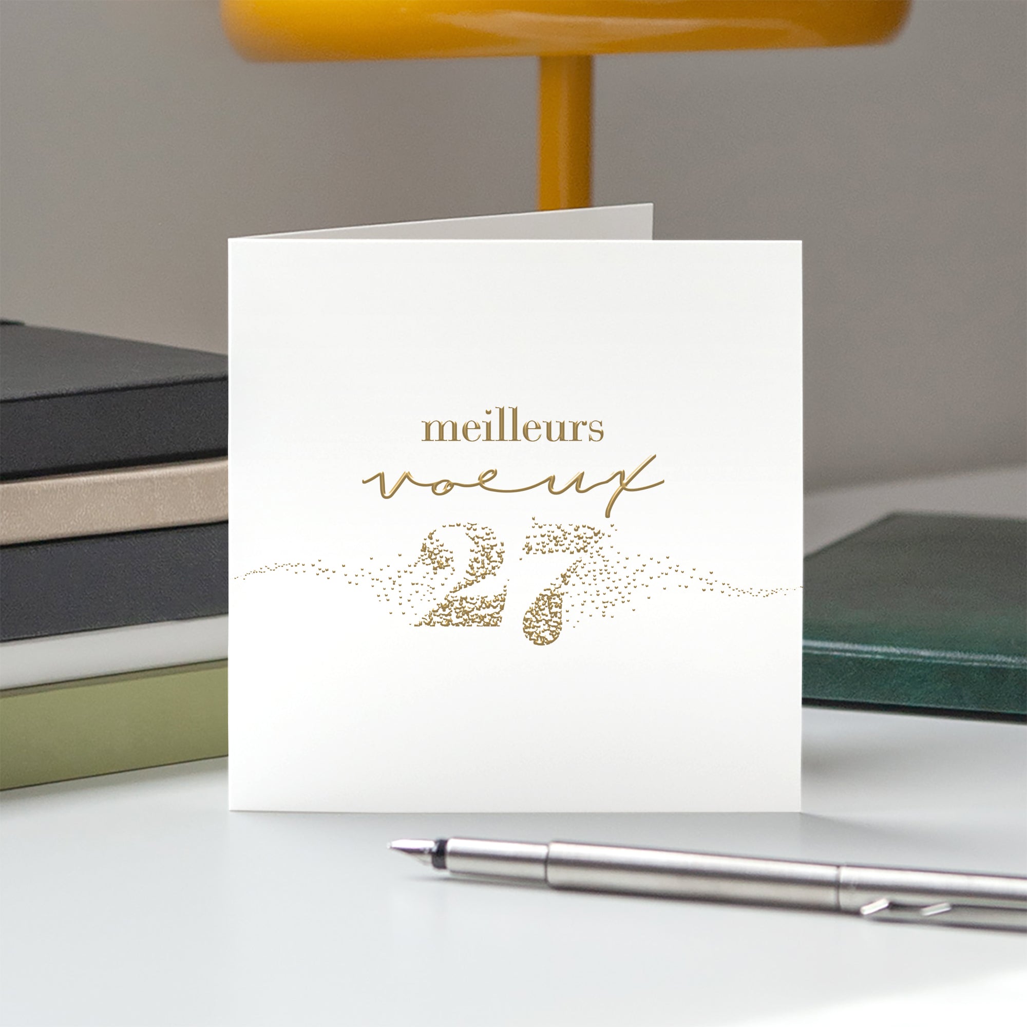 Une année étincelante | Vœux professionnels • Carte de voeux dorure • Carré double photo N° 5