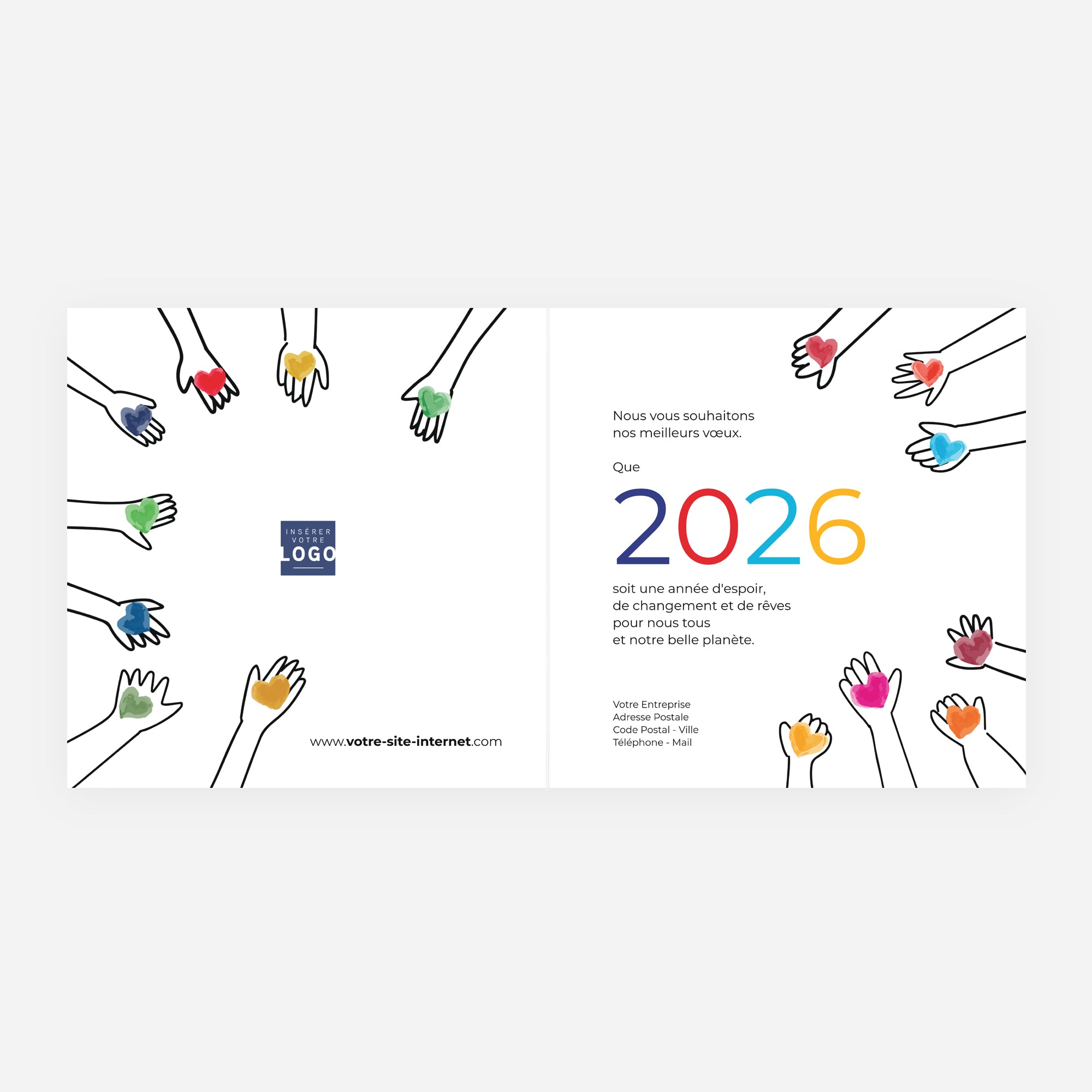 Solidarité | Vœux professionnels • Carte de voeux • Carré double photo N° 2