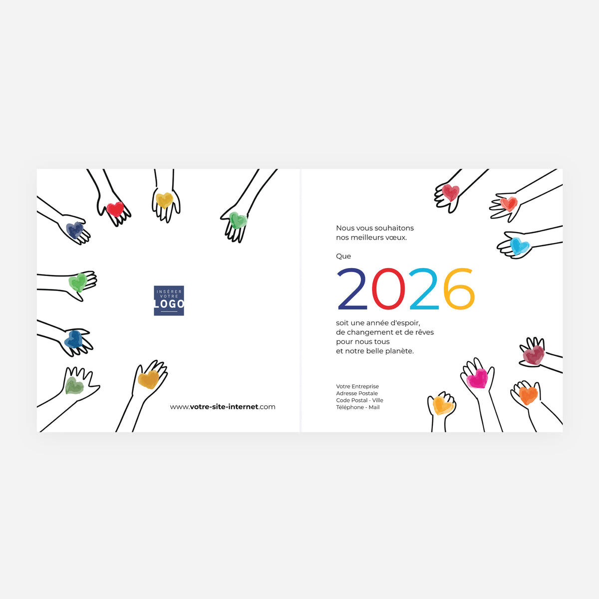 Solidarité | Vœux professionnels • Carte de voeux • Carré double photo N° 2