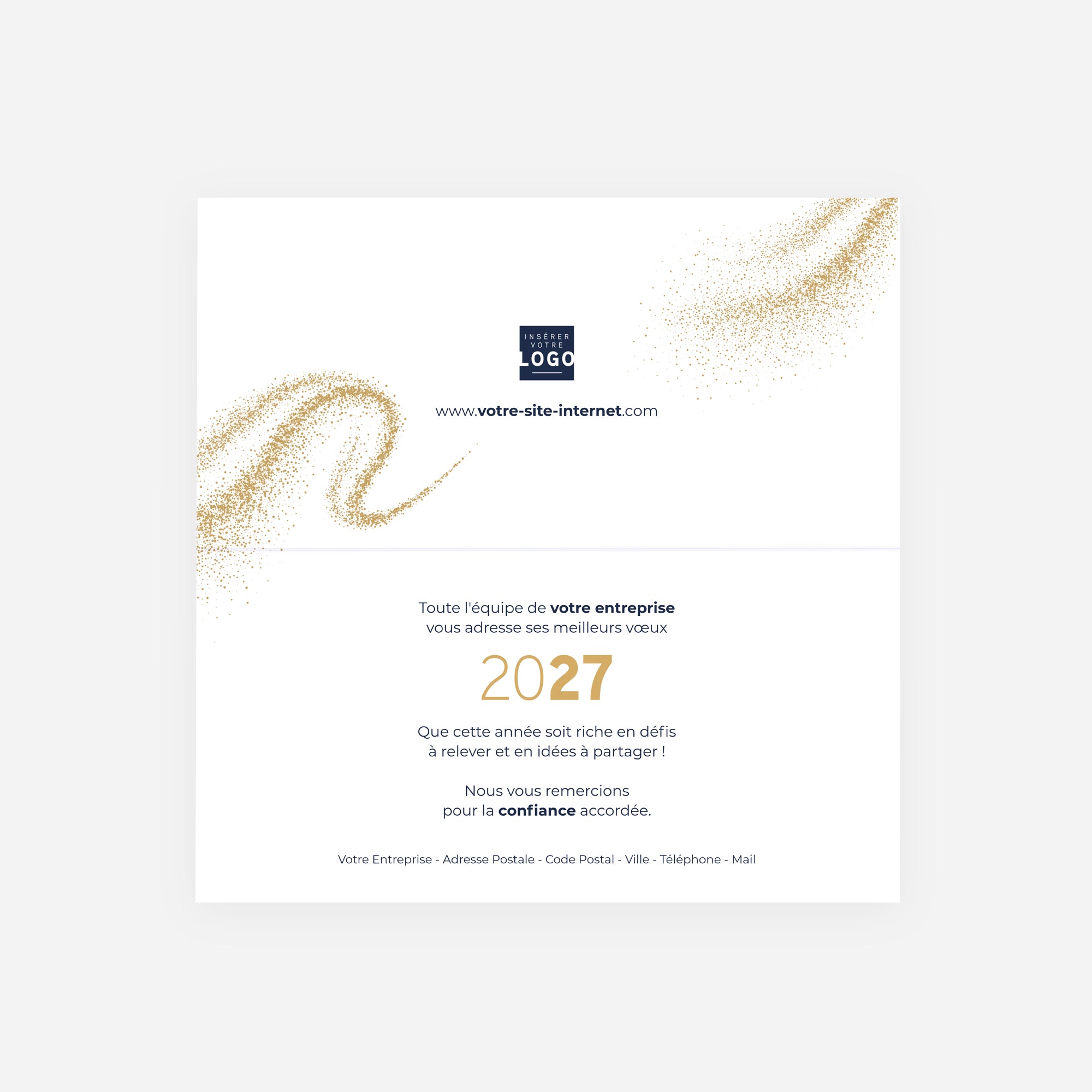 Une année tourbillonnante | Vœux professionnels • Carte de voeux dorure • Rectangle double photo N° 2