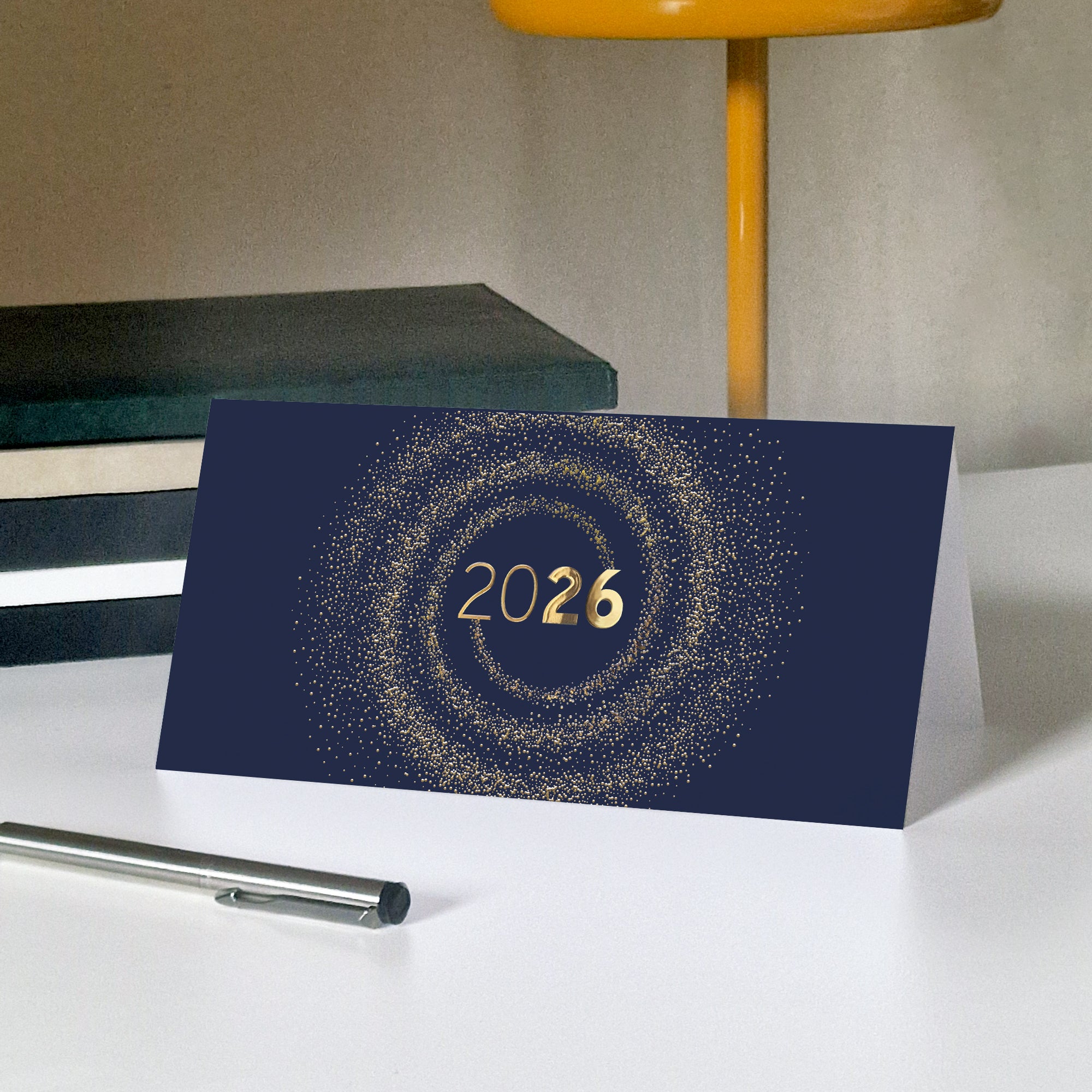 Une année tourbillonnante | Vœux professionnels • Carte de voeux dorure • Rectangle double photo N° 5