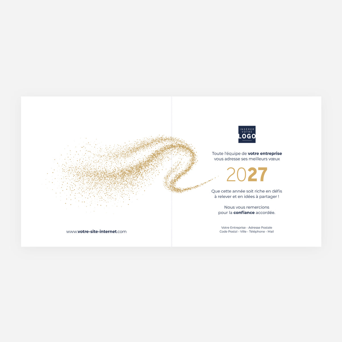 Une année tourbillonnante | Vœux professionnels • Carte de voeux dorure • Carrée pliable photo N° 2