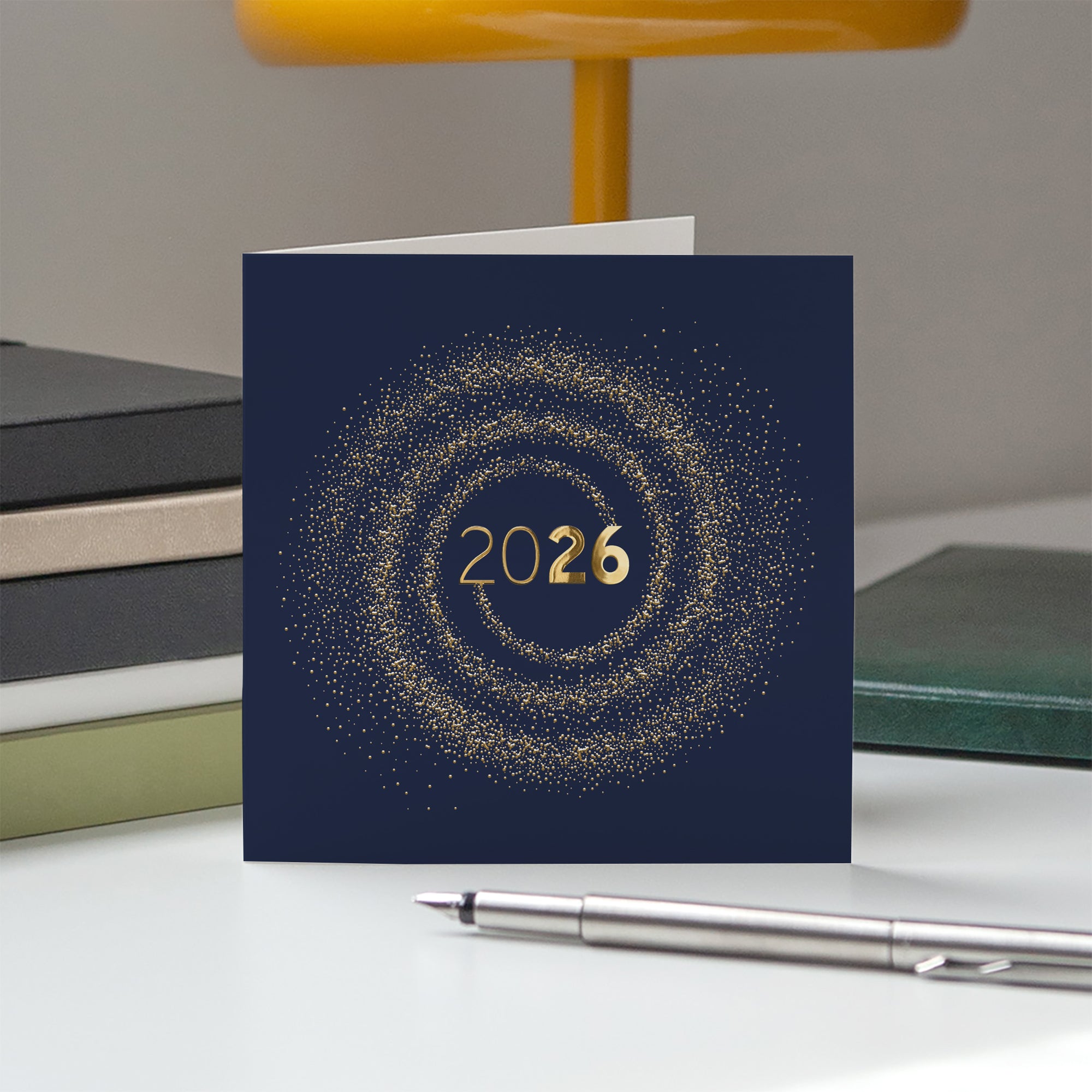 Une année tourbillonnante | Vœux professionnels • Carte de voeux dorure • Carré double photo N° 5