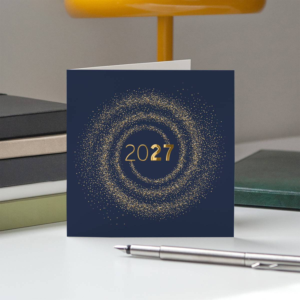 Une année tourbillonnante | Vœux professionnels • Carte de voeux dorure • Carrée pliable photo N° 5