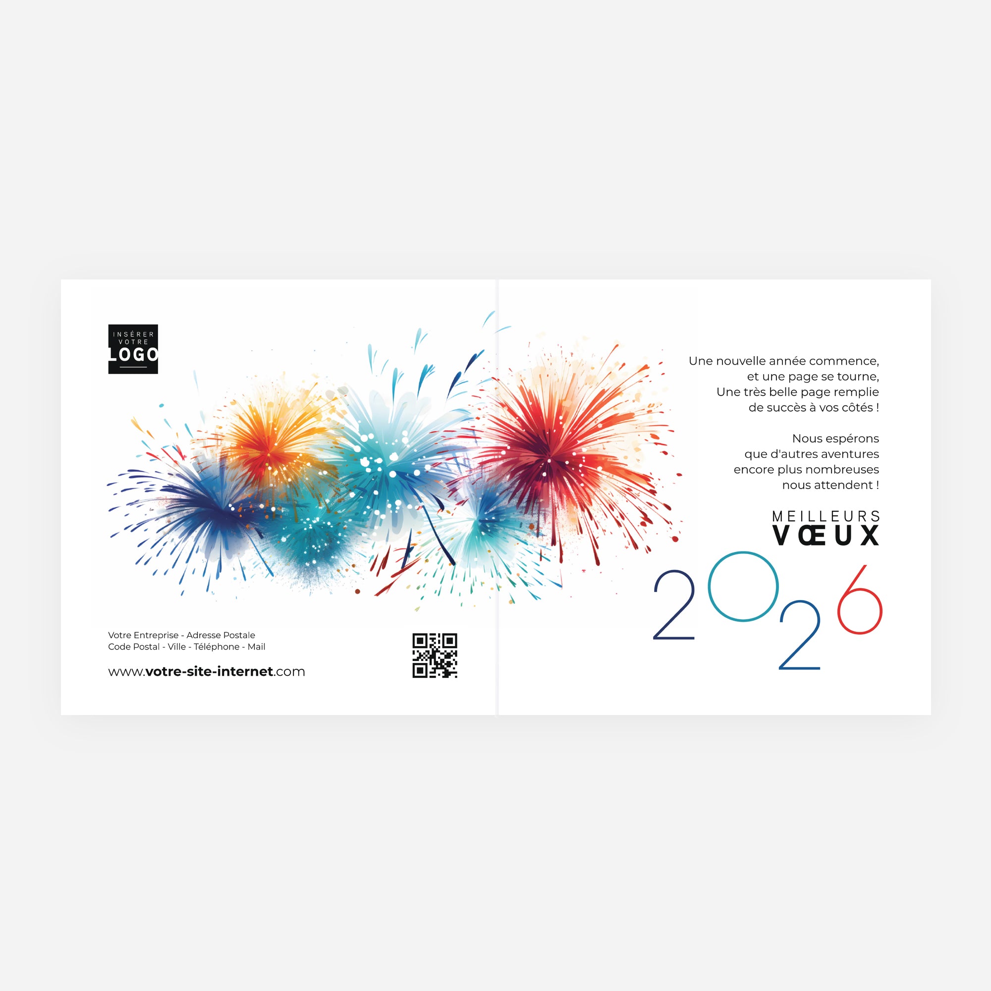 Artifice coloré | Vœux professionnels • Carte de voeux • Carré double photo N° 2
