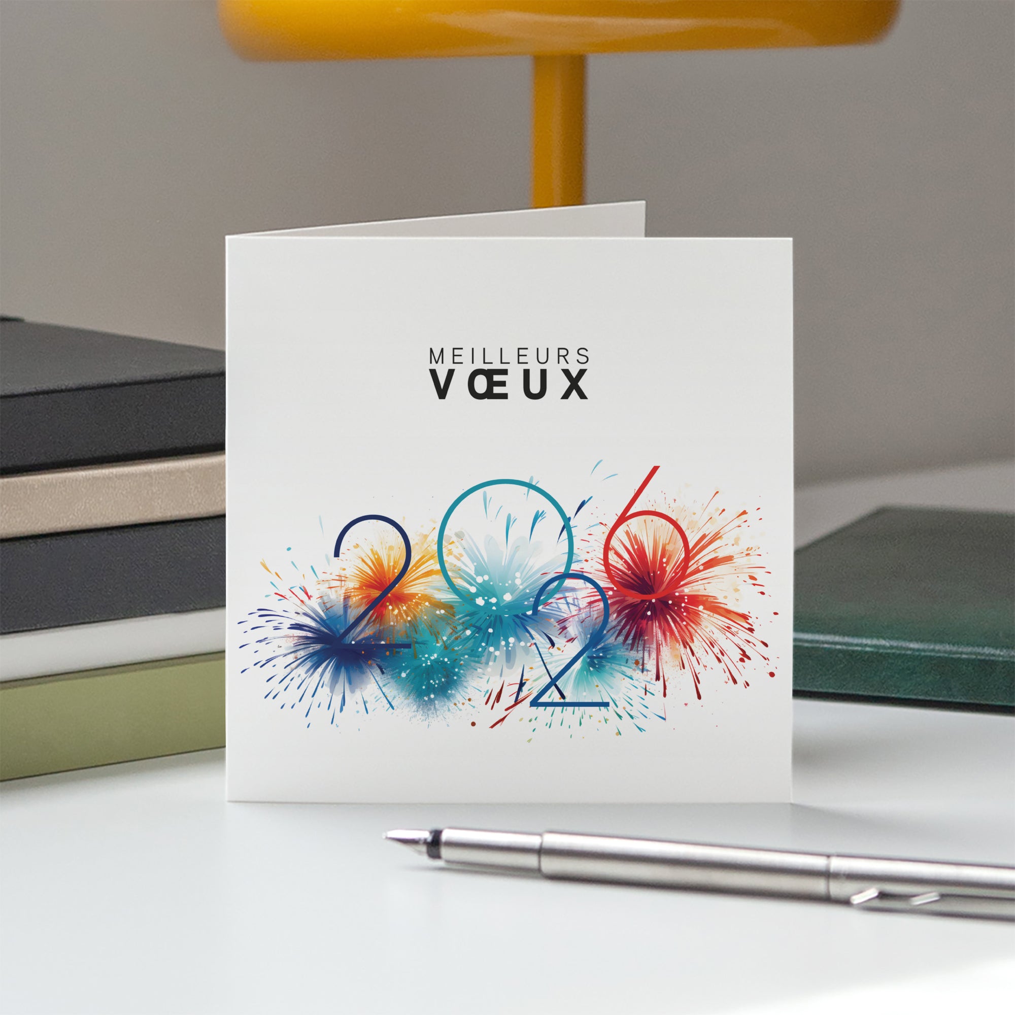 Artifice coloré | Vœux professionnels • Carte de voeux • Carré double photo N° 5