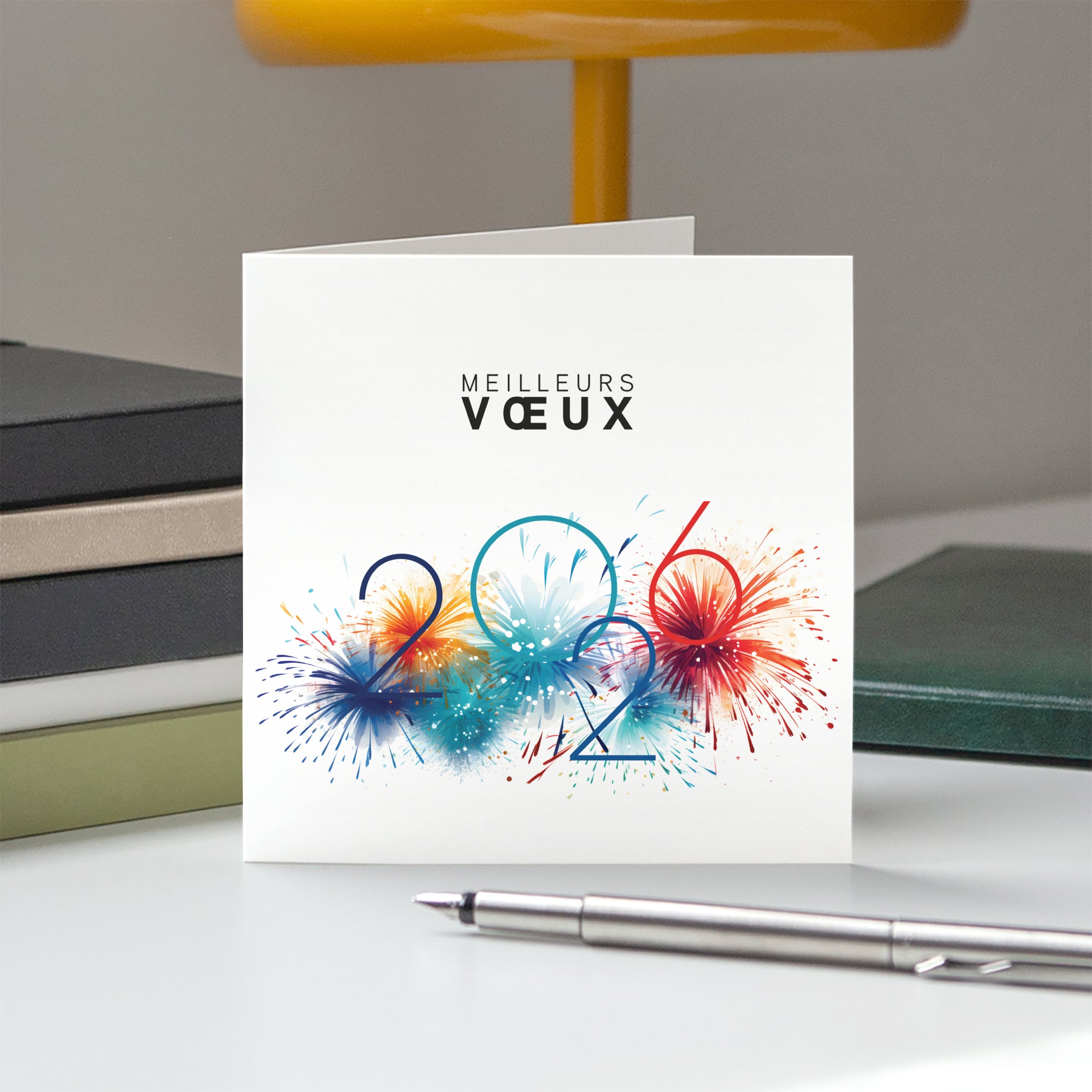 Artifice coloré | Vœux professionnels • Carte de voeux • Carré double photo N° 5