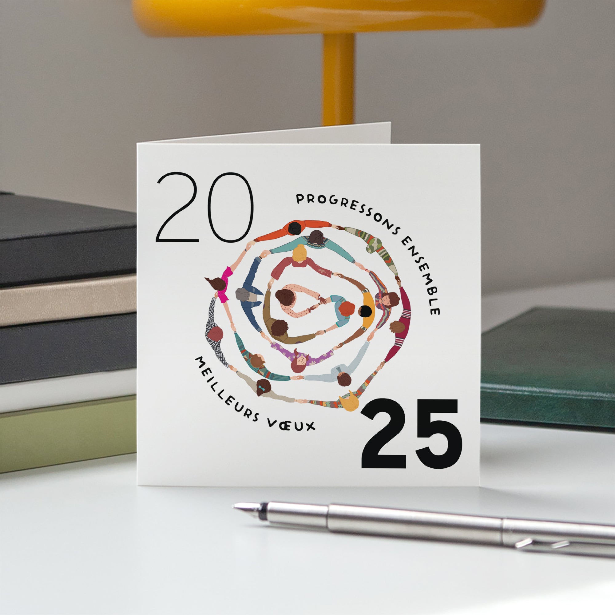 La ronde | Vœux professionnels • Carte de voeux • Carré double photo N° 5