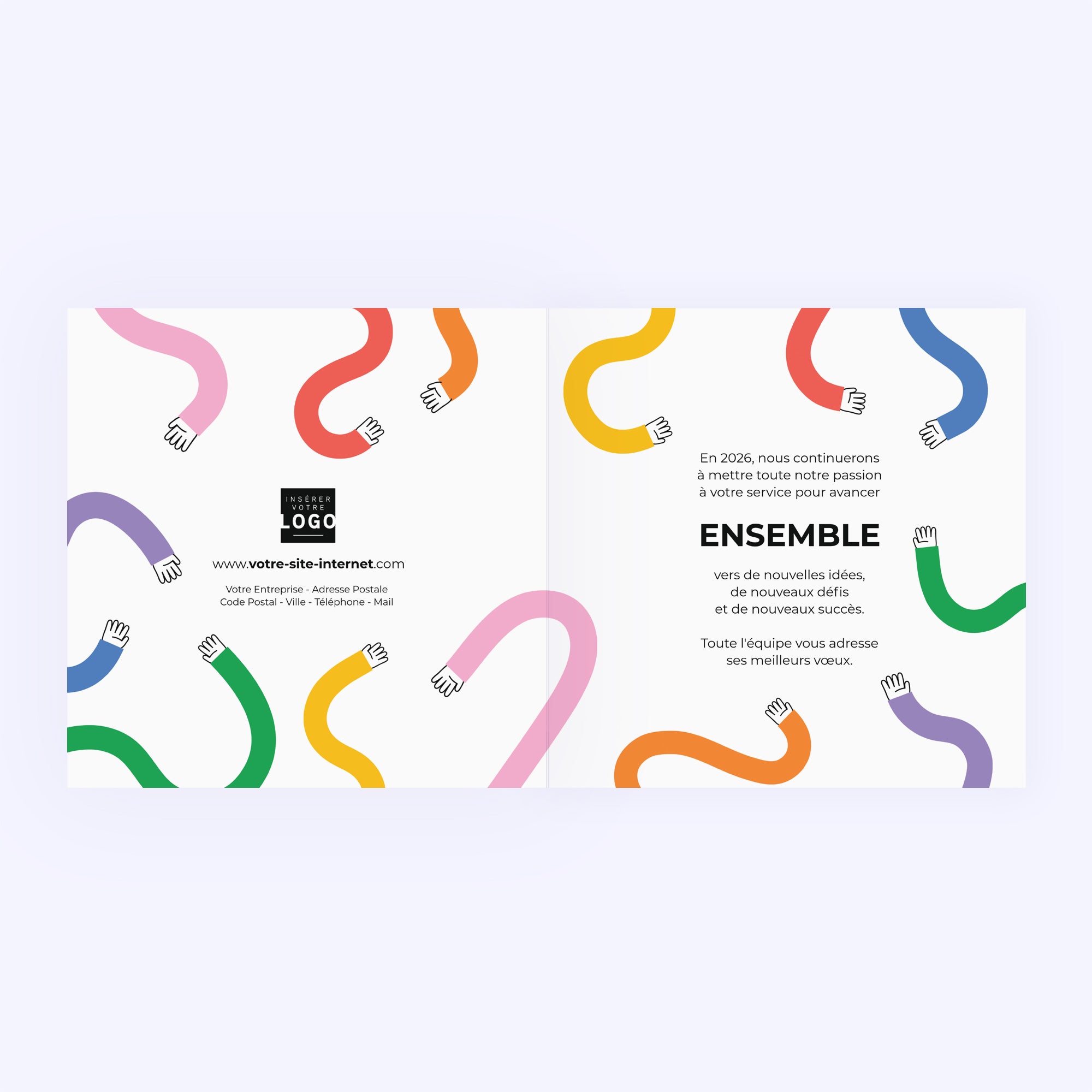 2026 en couleurs | Vœux professionnels • Carte de voeux • Carré double photo N° 2