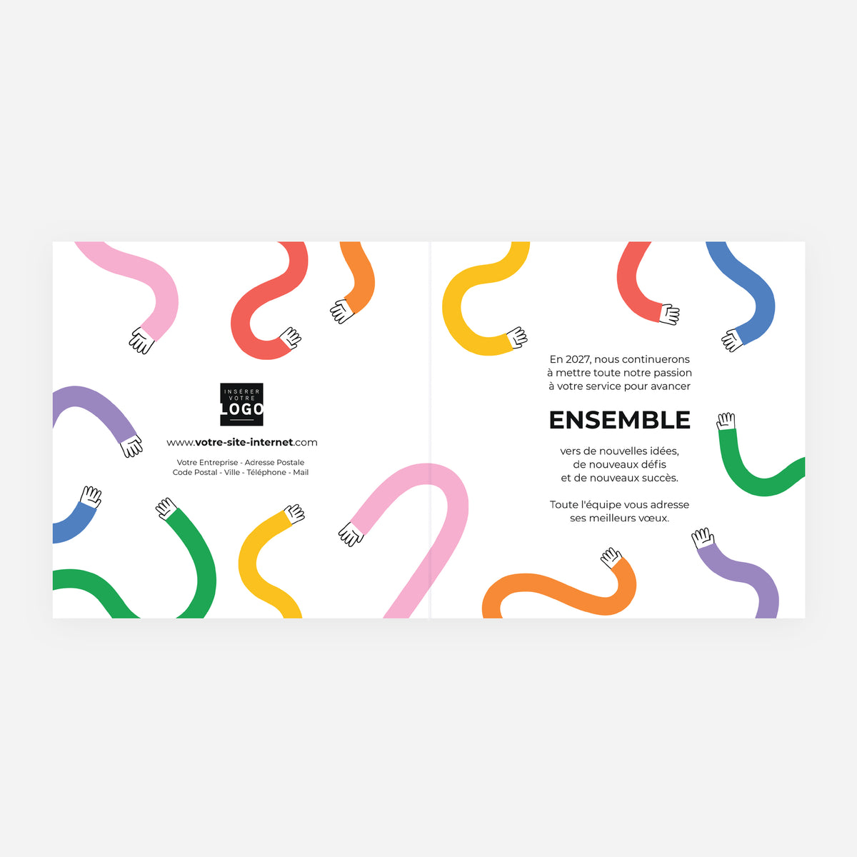 En couleurs | Vœux professionnels • Carte de voeux • Carrée pliable photo N° 2