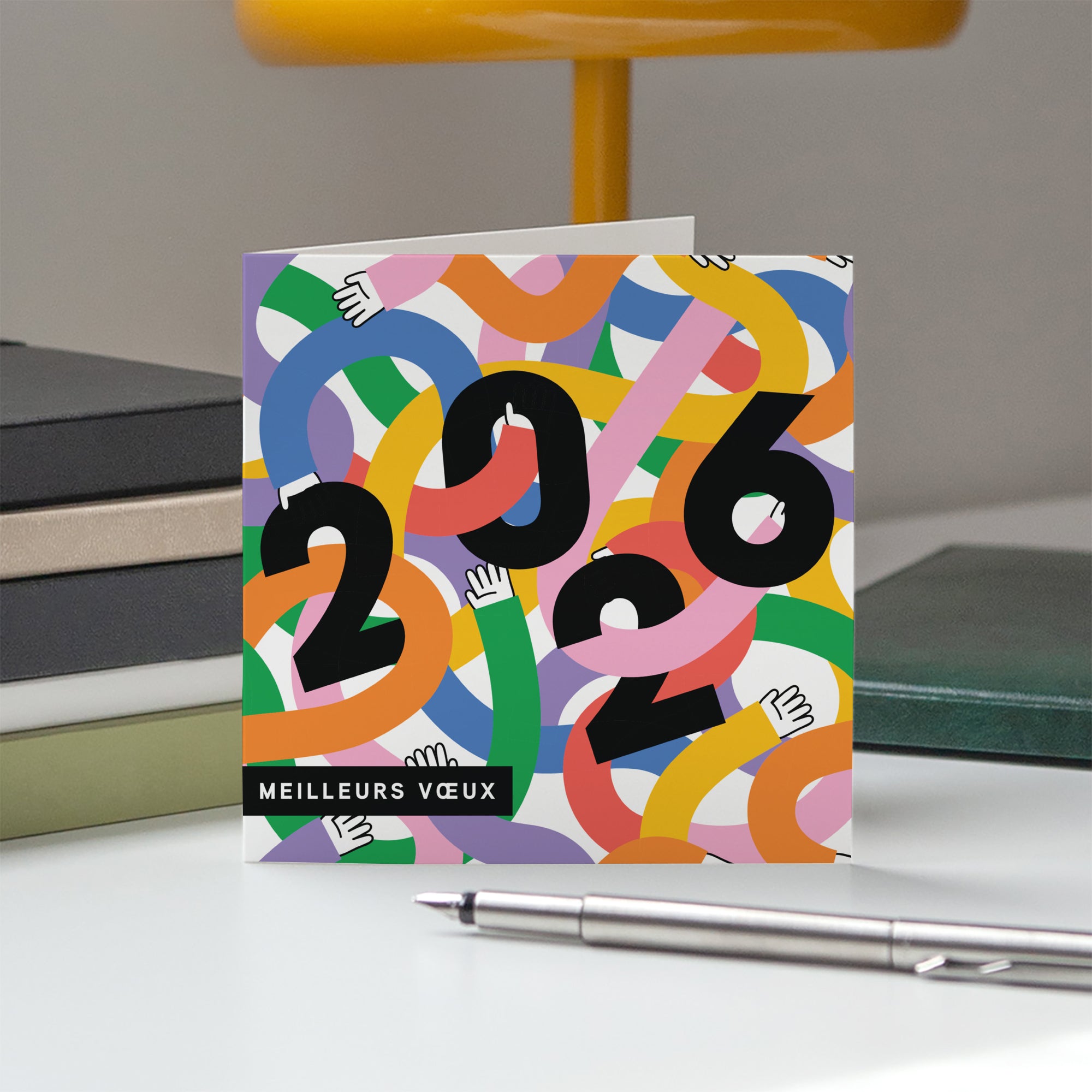 2026 en couleurs | Vœux professionnels • Carte de voeux • Carré double photo N° 5