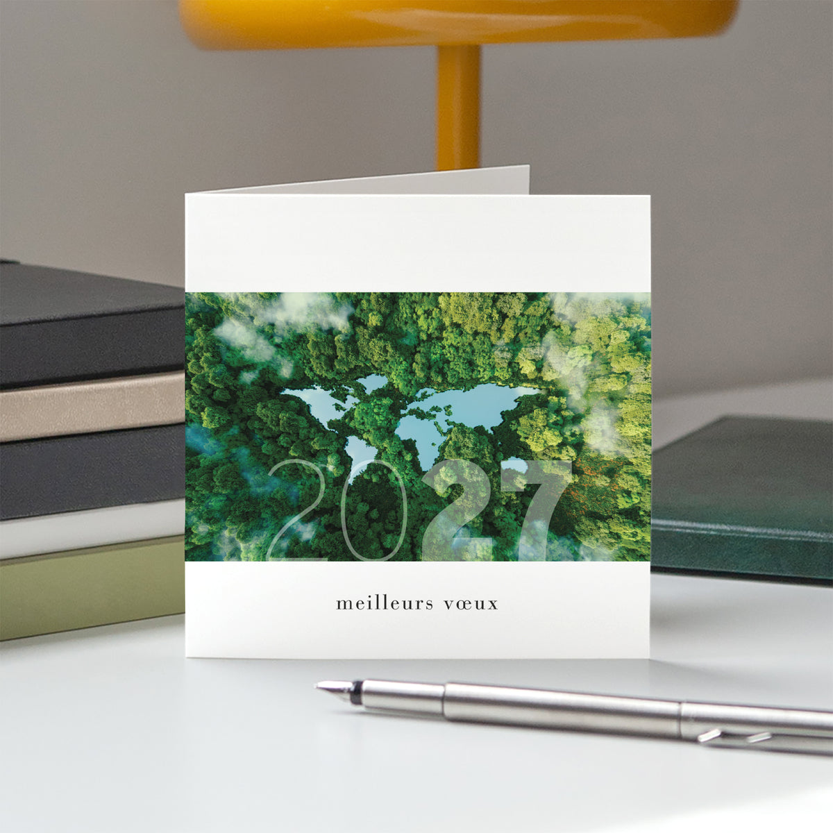 Planète verte | Vœux professionnels • Carte de voeux • Carrée pliable photo N° 5