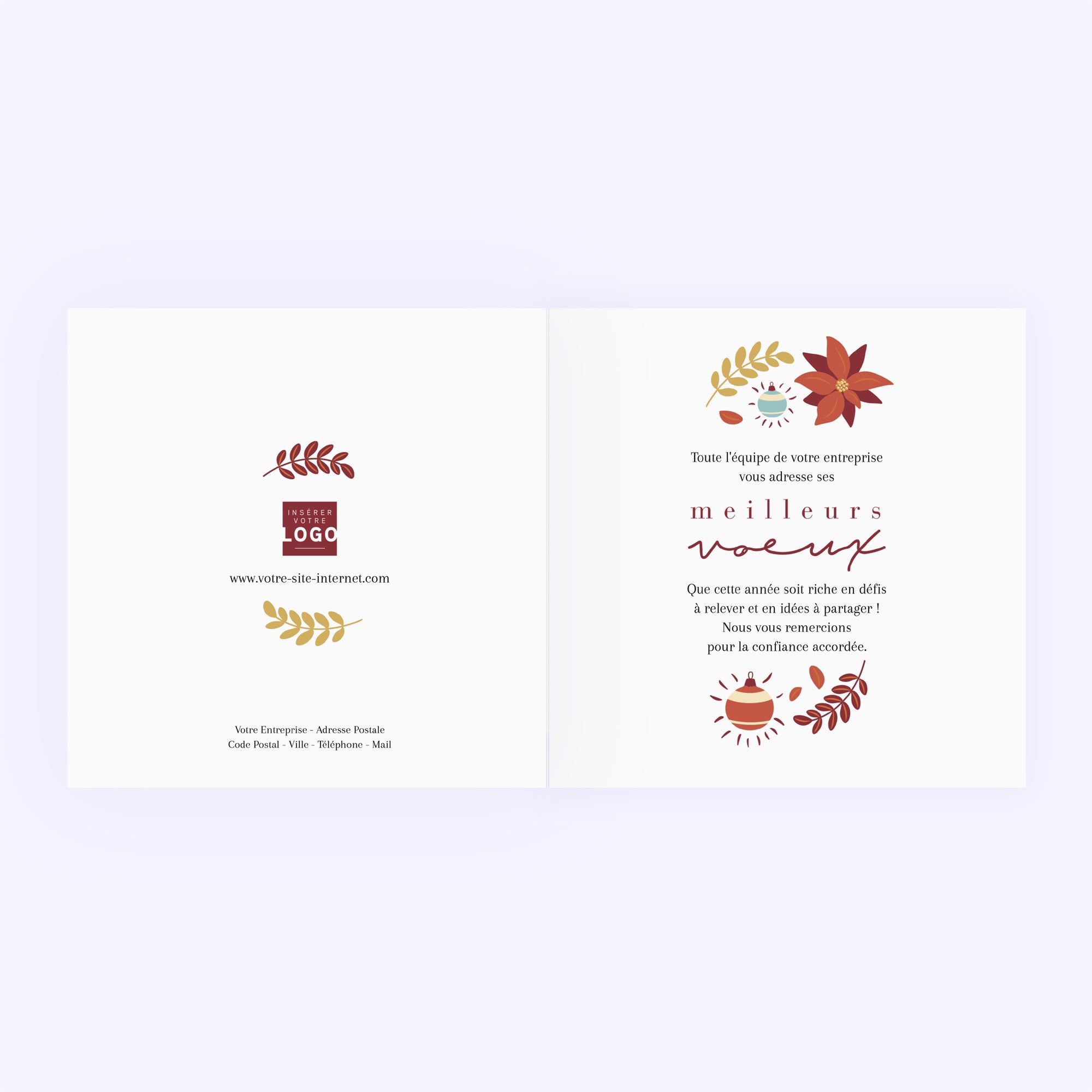 Sapin de Noël végétal | Vœux professionnels • Carte de voeux • Carré double photo N° 2