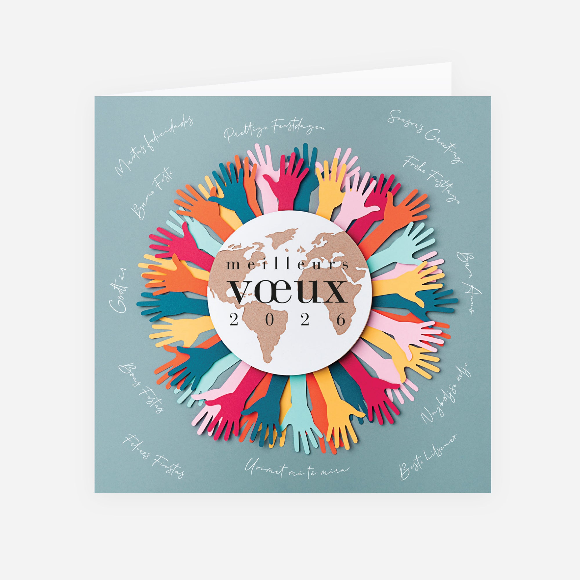 Ensemble pour la planète colorée | Vœux professionnels • Carte de voeux • Carré double photo N° 1