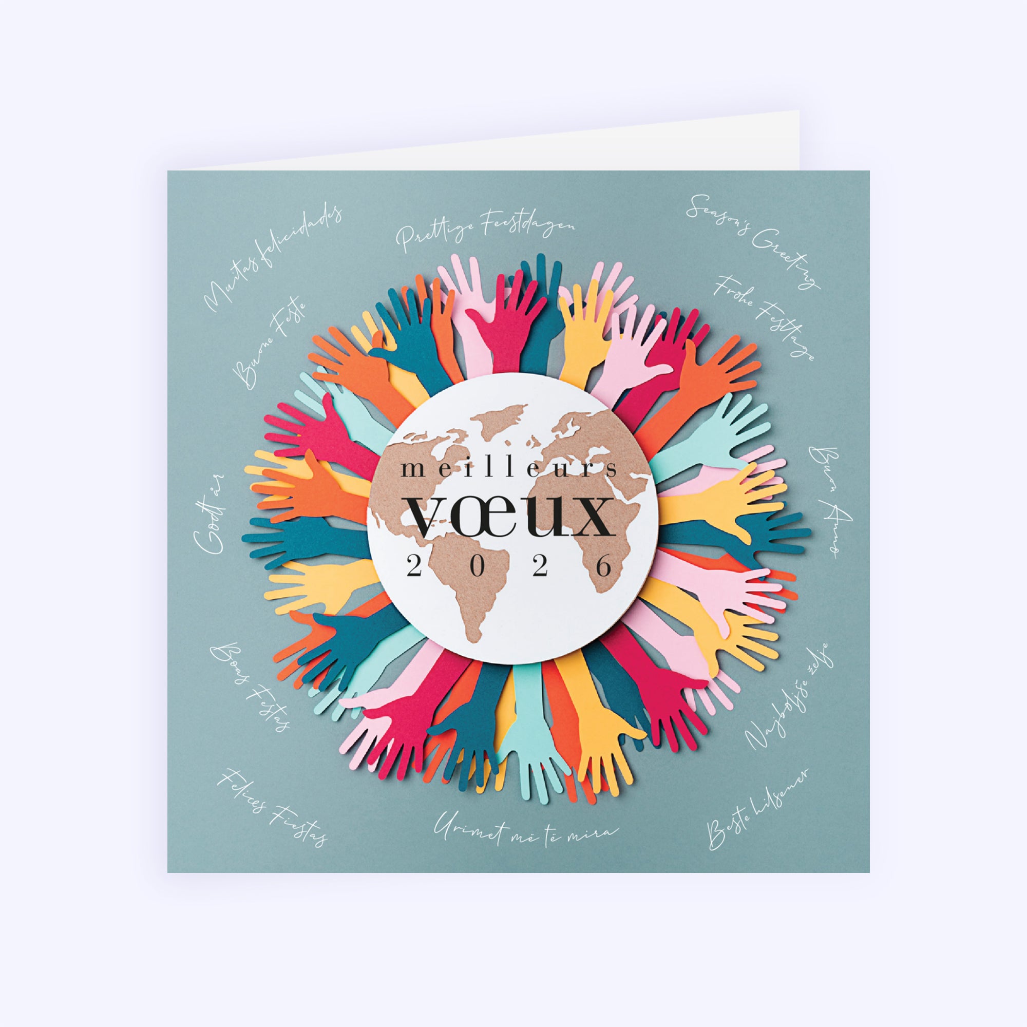 Ensemble pour la planète colorée | Vœux professionnels • Carte de voeux • Carré double photo N° 1