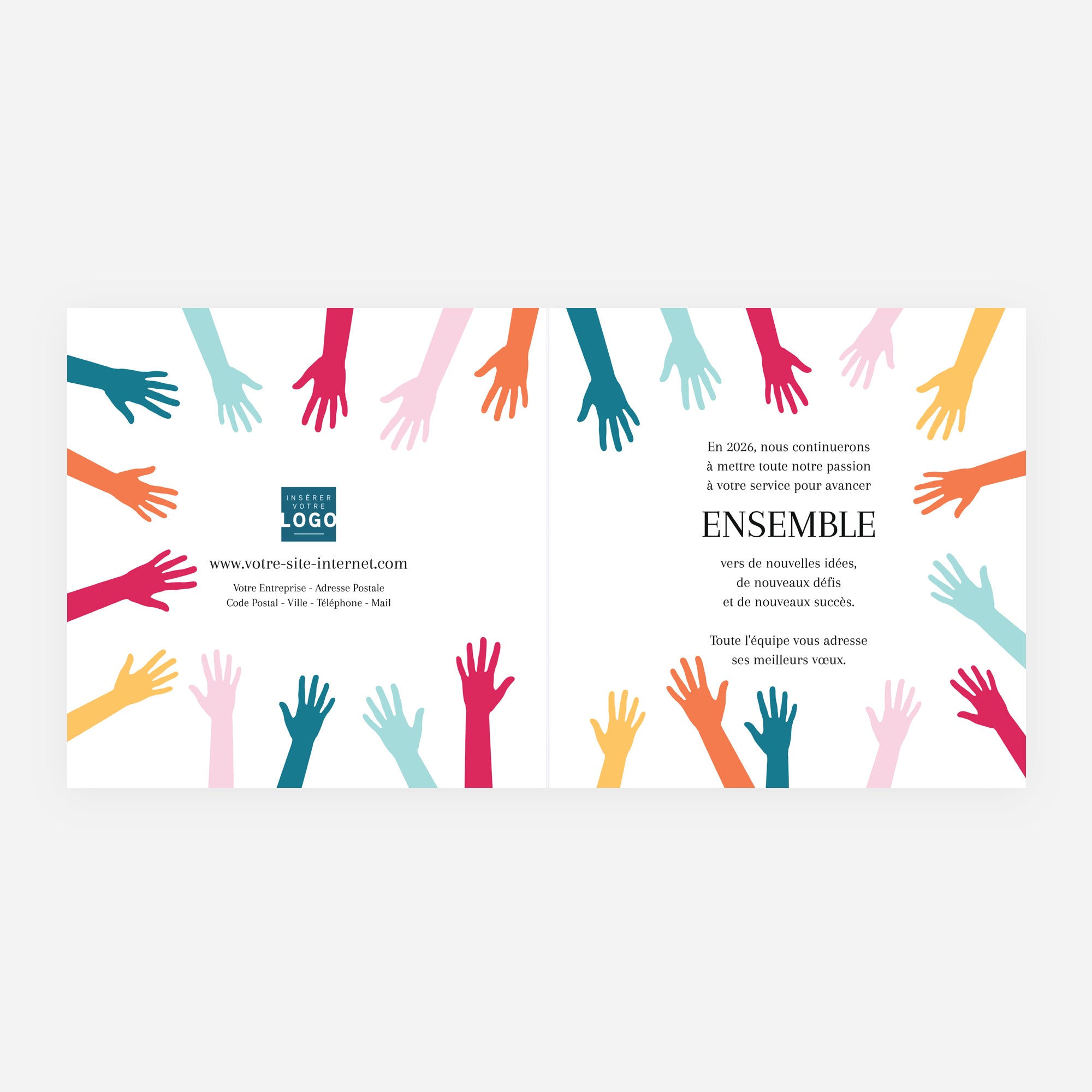 Ensemble pour la planète colorée | Vœux professionnels • Carte de voeux • Carré double photo N° 2