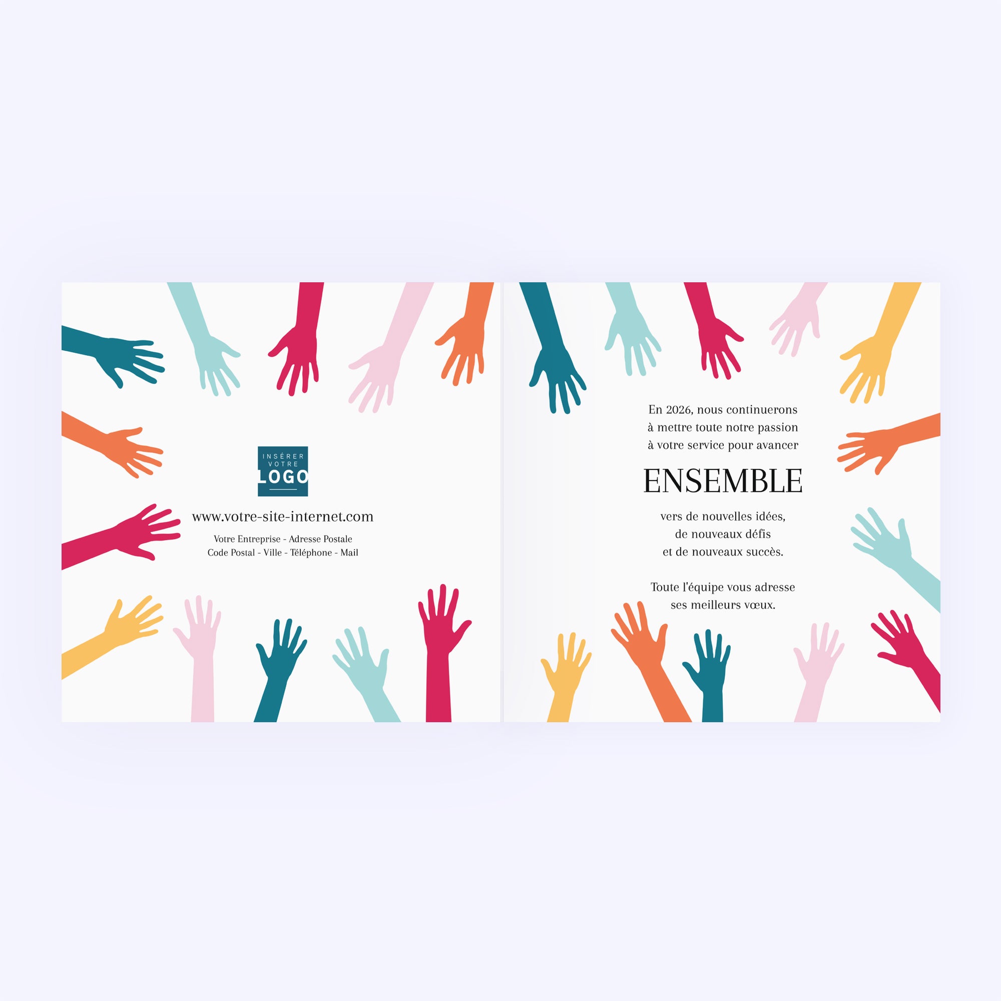 Ensemble pour la planète colorée | Vœux professionnels • Carte de voeux • Carré double photo N° 2