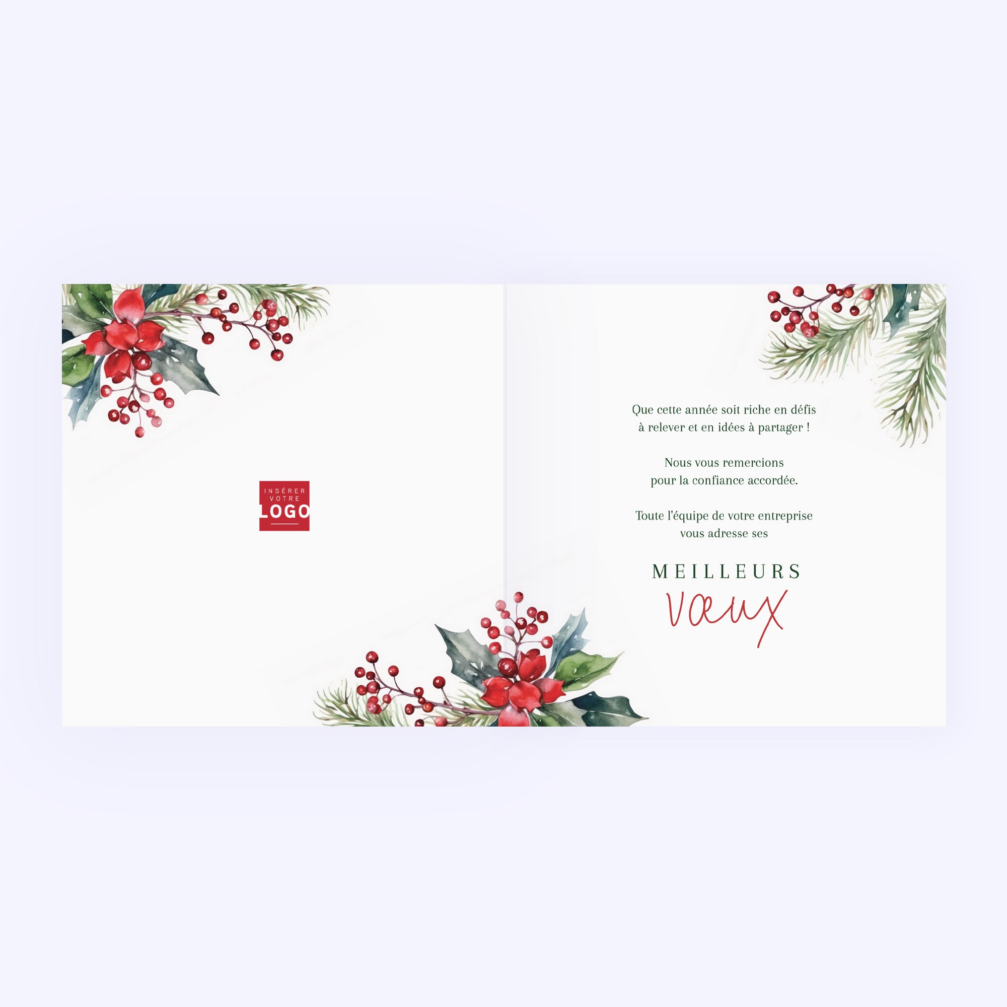 Couronne de Noël | Vœux professionnels • Carte de voeux • Carré double photo N° 2